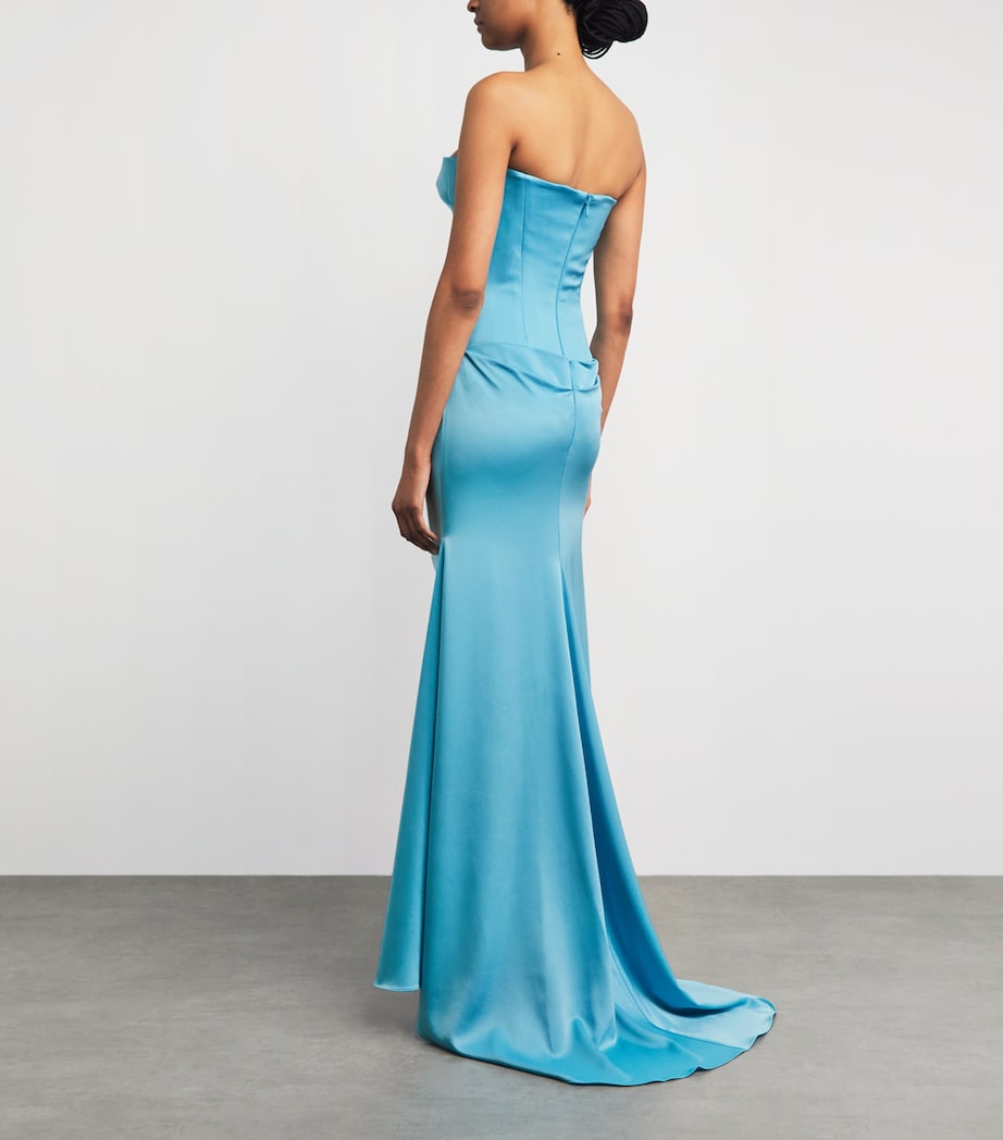 Alex Perry Womens Satin Corset Gown Aqua Image 4