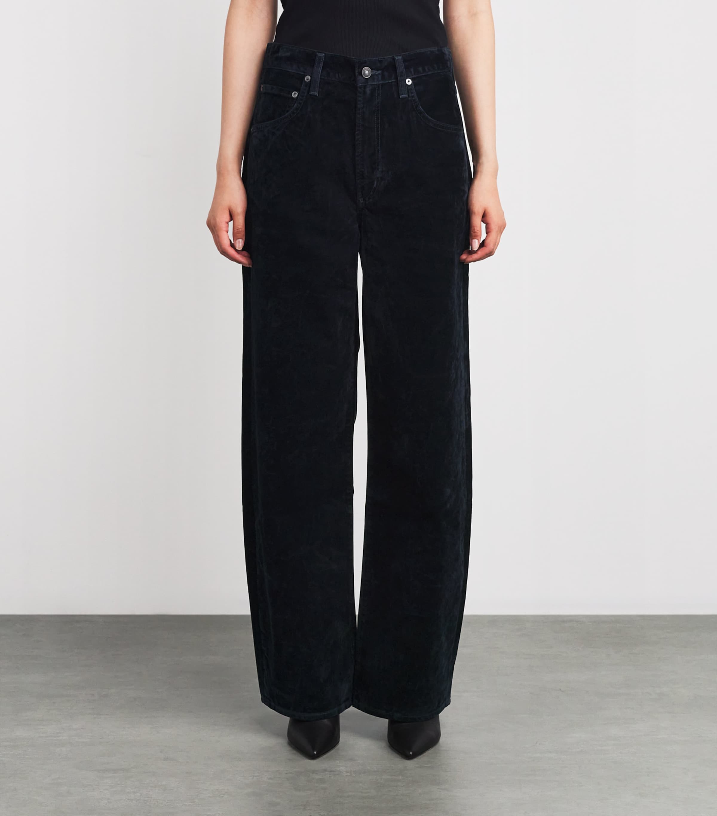 Cotton-Blend Velvet Low Curve Jeans BLU CRSH CRCKLD NAVY Image 3