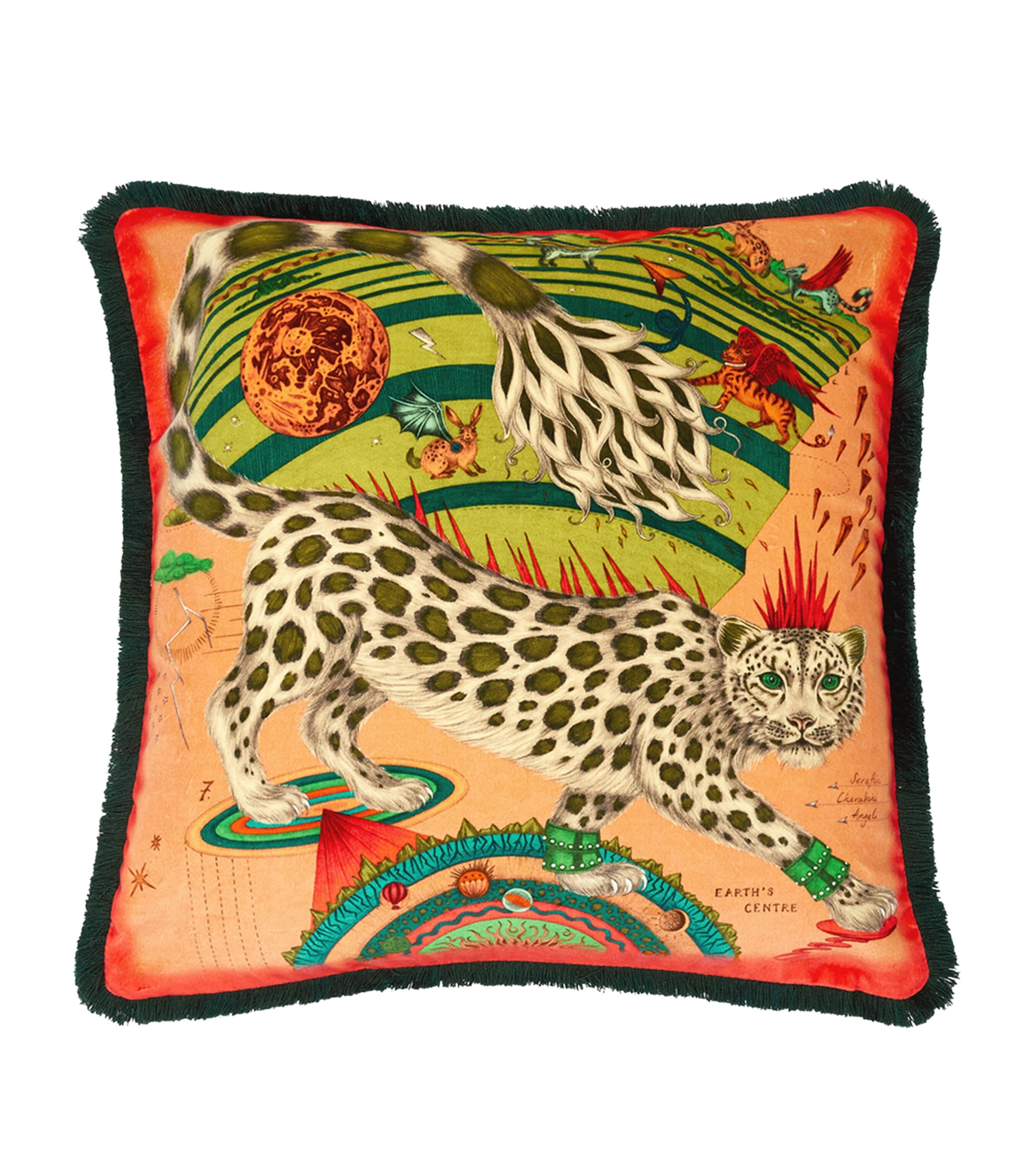 EMMA J SHIPLEY VELVET SNOW LEOPARD CUSHION