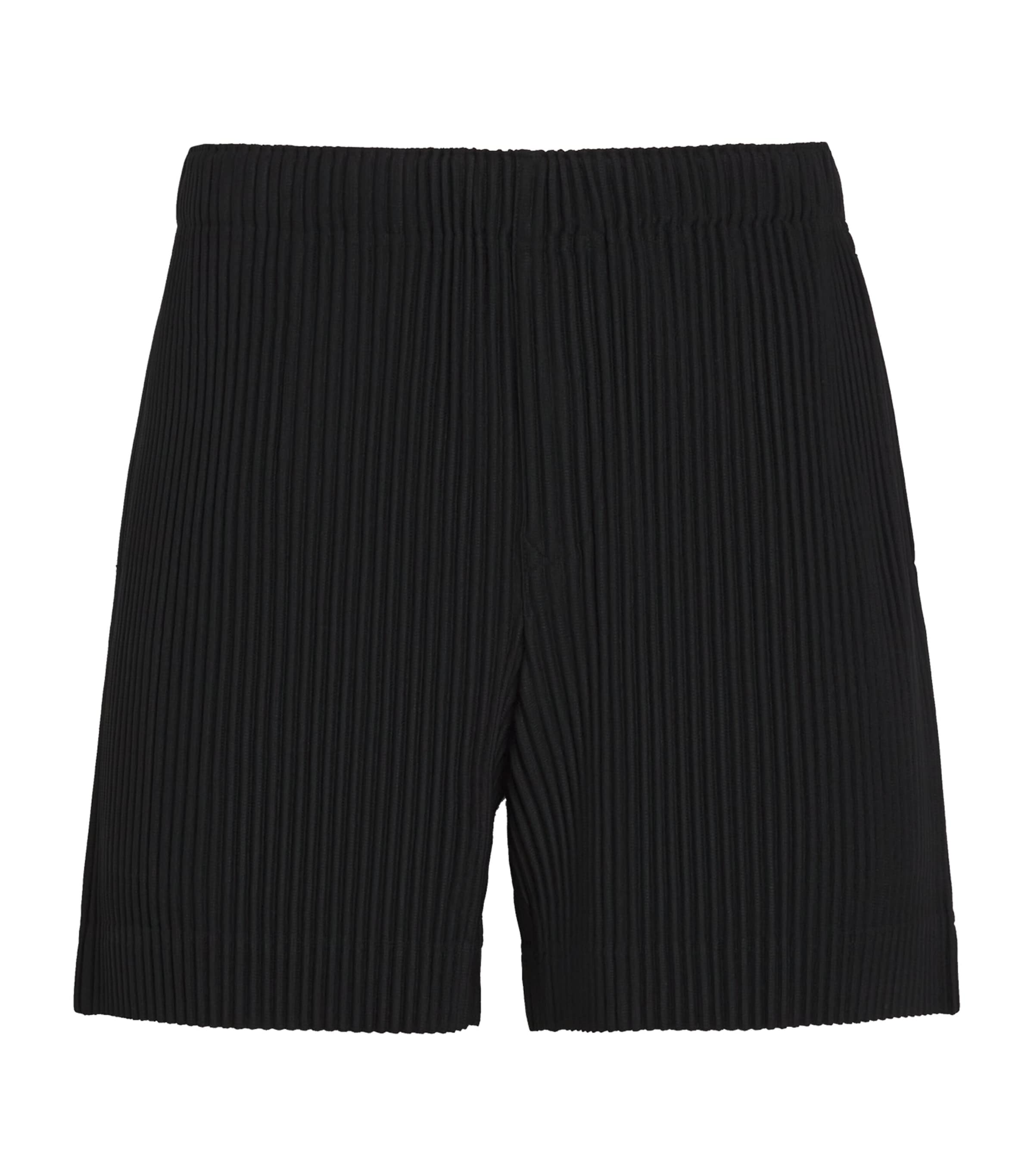 Shop Issey Miyake Pleated Drawstring Shorts In Black