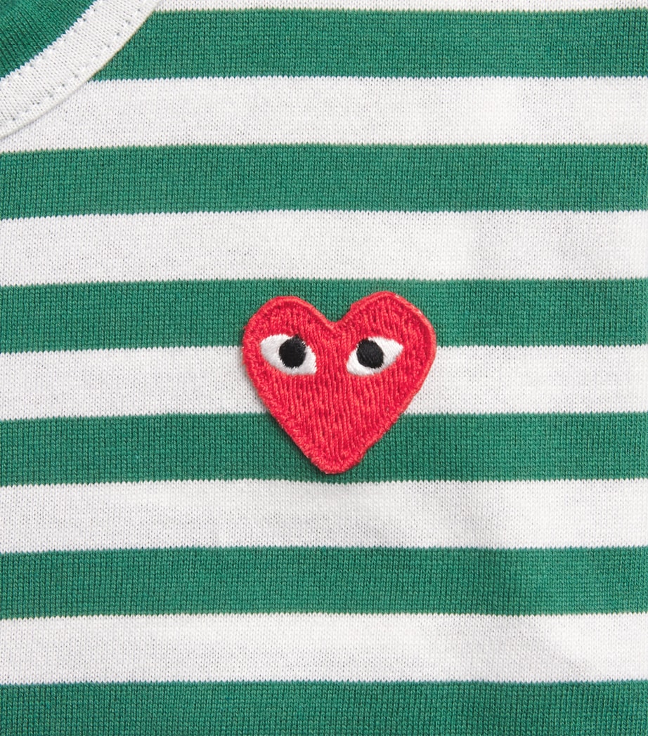 Comme Des Garçons Cotton Stripe Heart Logo T-Shirt (2-6 Years) Image 3
