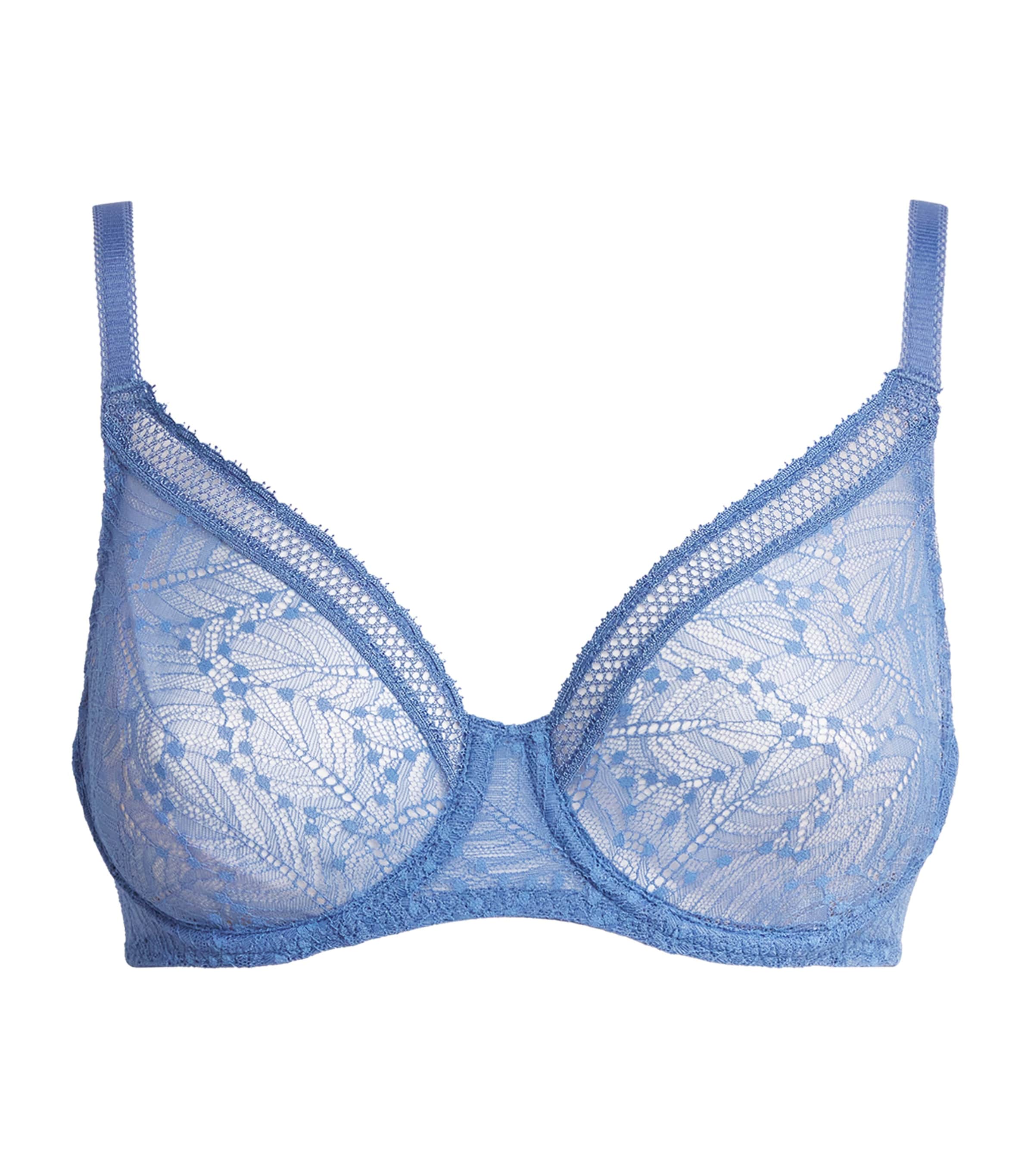 Simone Perele Womens Lace Comète Plunge Bra Chambray Bl Image 1