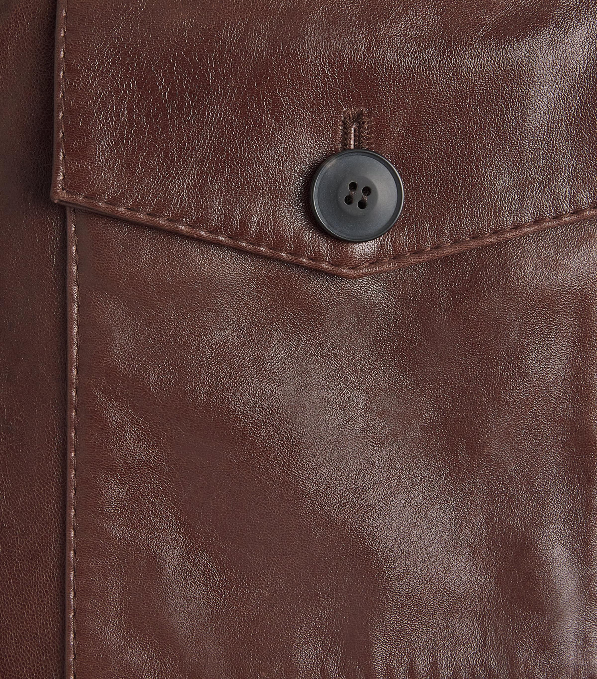 Leather Bomber Jacket BROWN Image 5