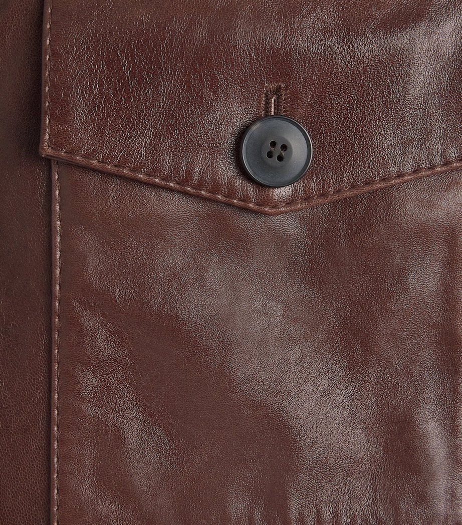 Leather Bomber Jacket BROWN Image 5