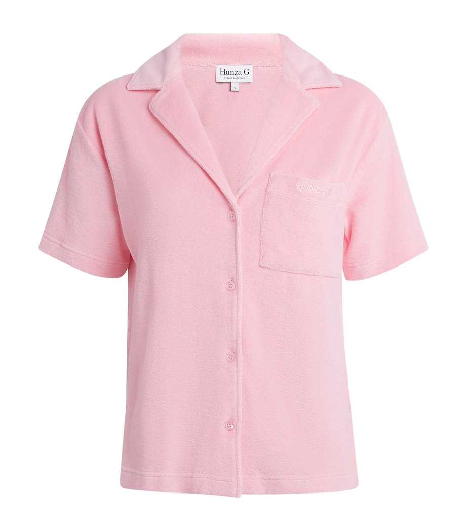 Hunza G Womens Towelling Resort Shirt Pink Image 1