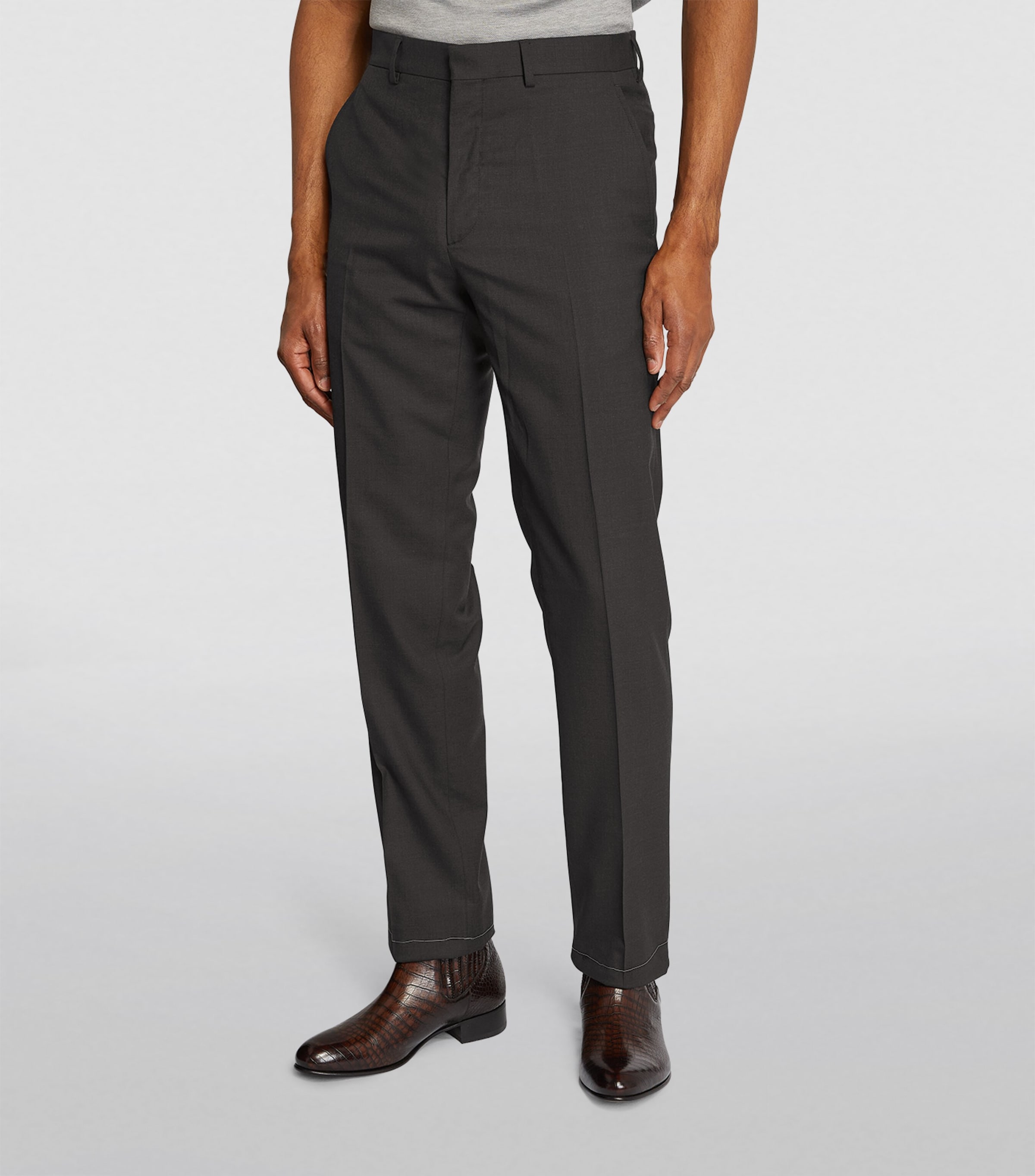 Ralph Lauren Purple Label Mens Wool Serge Trousers Charcol Image 3
