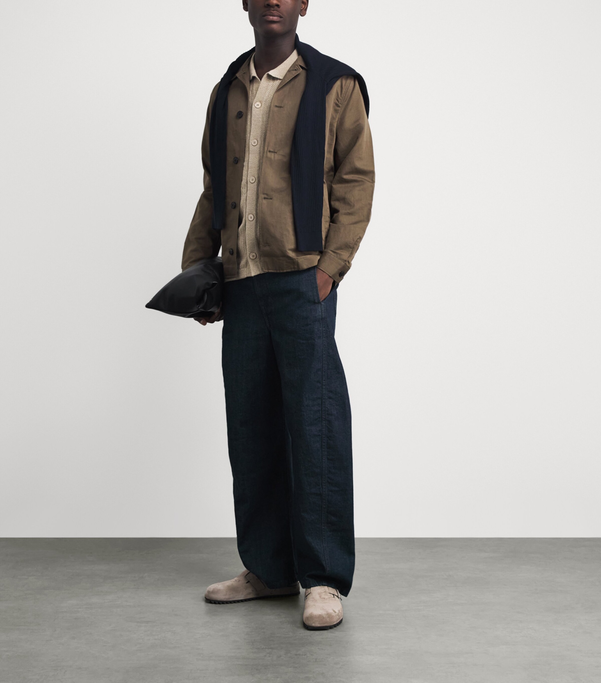 Sunspel Mens Cotton-Linen Field Jacket Brgr Dark Image 2