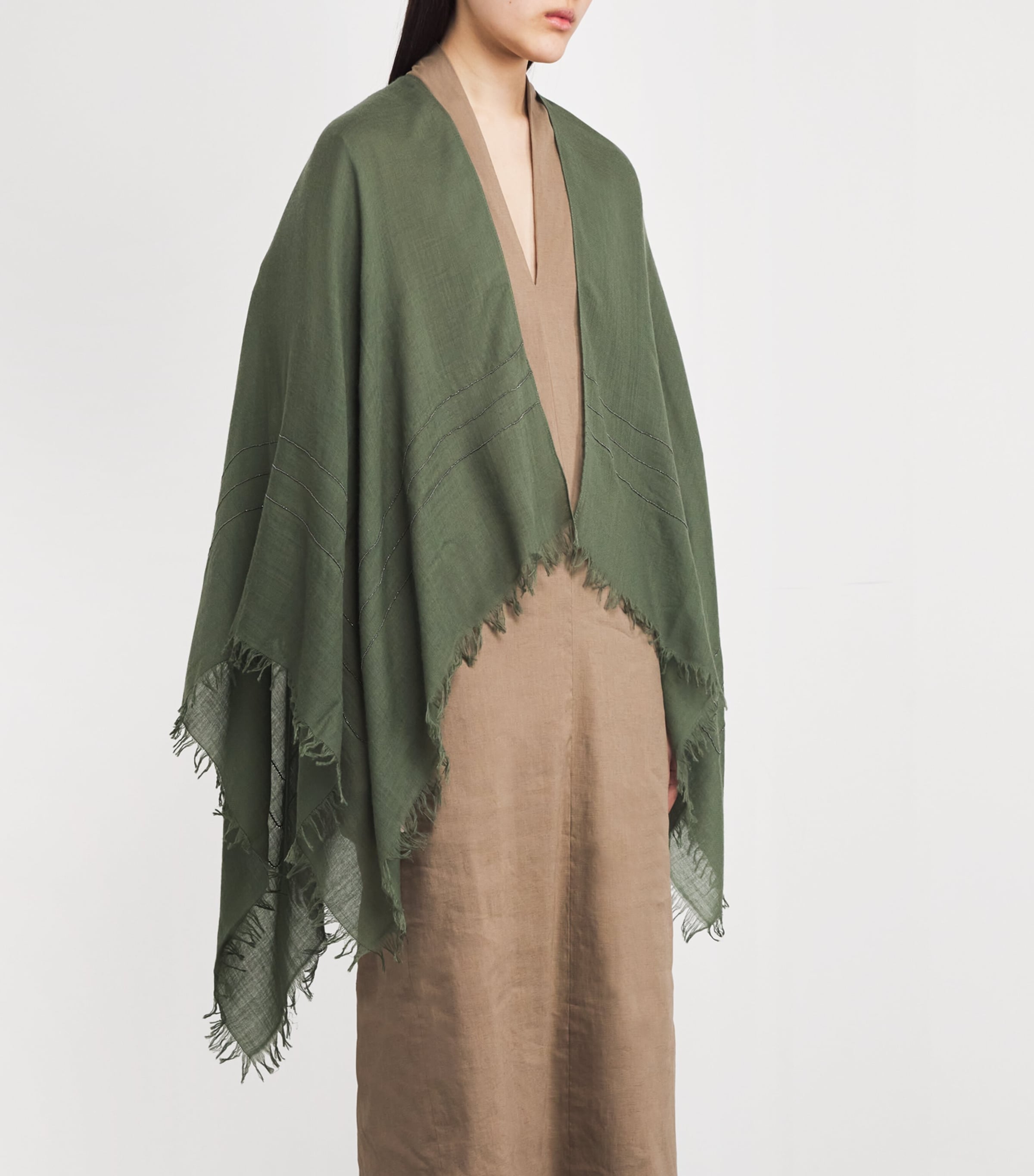 Fabiana Filippi Merino Wool Fringed Shawl Erba Image 2