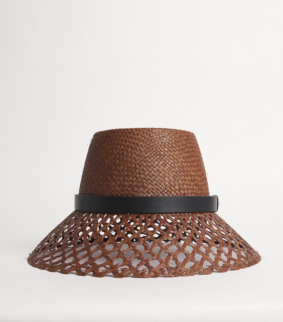 Perforated Raffia Hat BROWN Image 2