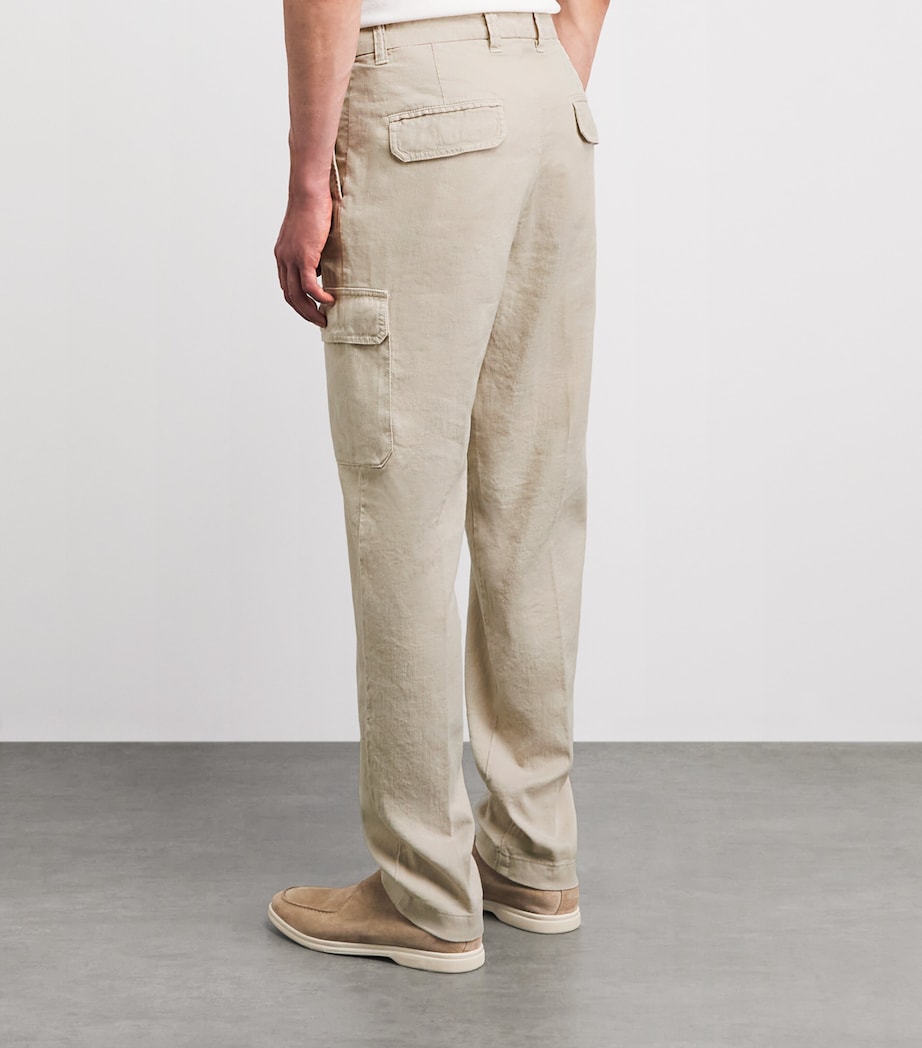Eleventy Mens Cotton-Linen-Blend Cargo Trousers Sabbia Image 5