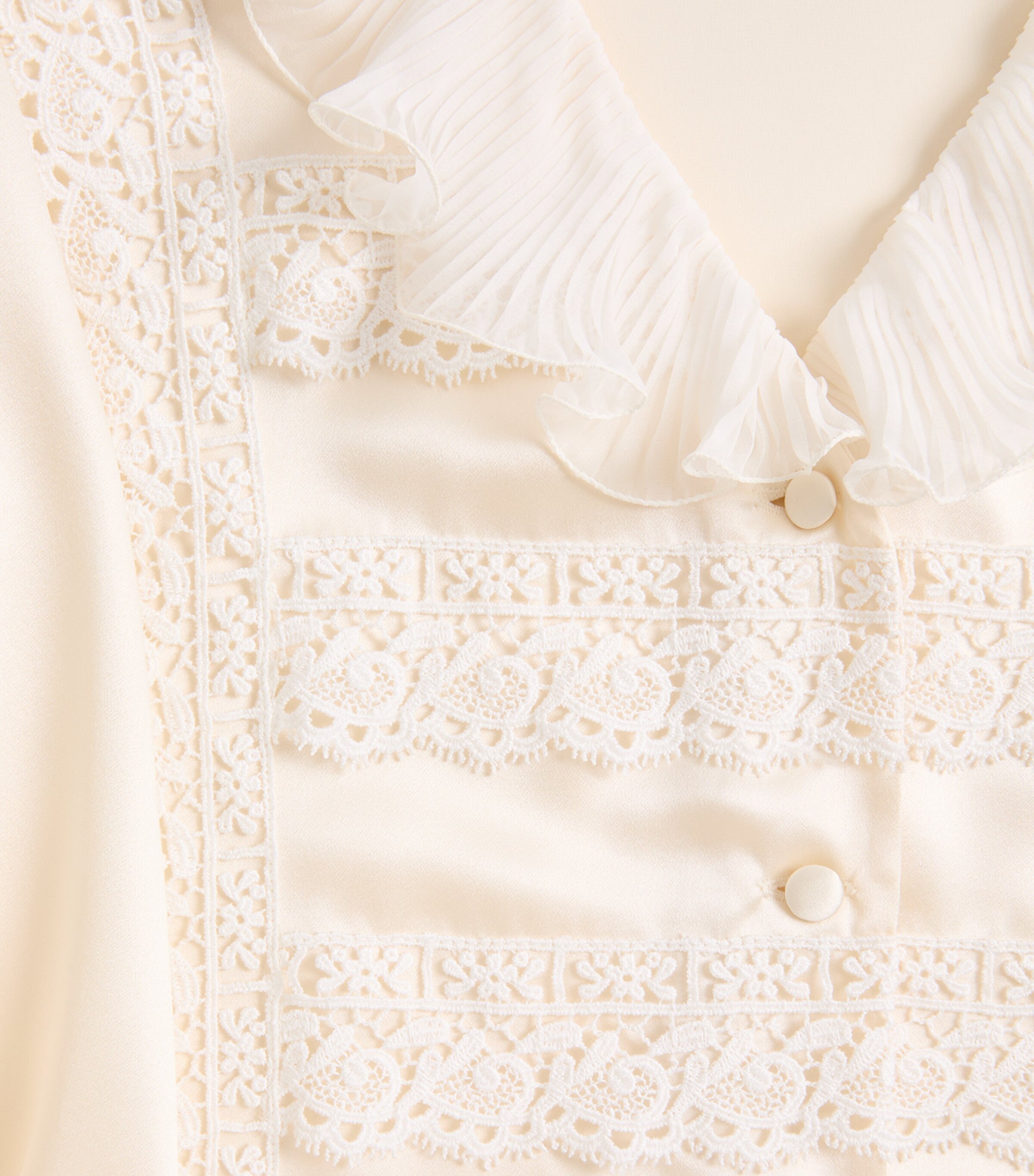 Valentino Womens Silk Lace-Trim Blouse Image 7