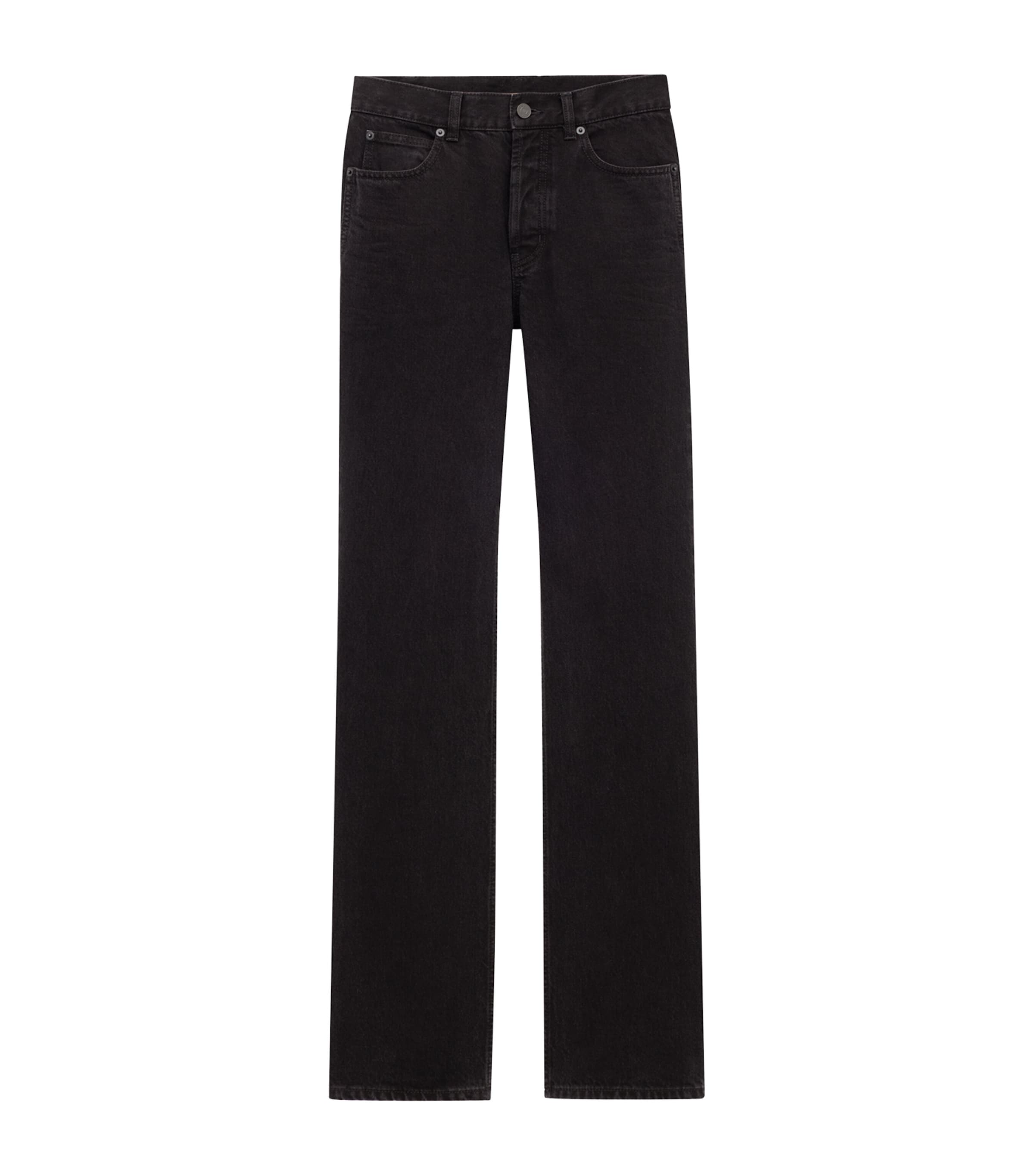 Saint Laurent Nico Mid-rise Straight Jeans In Gray