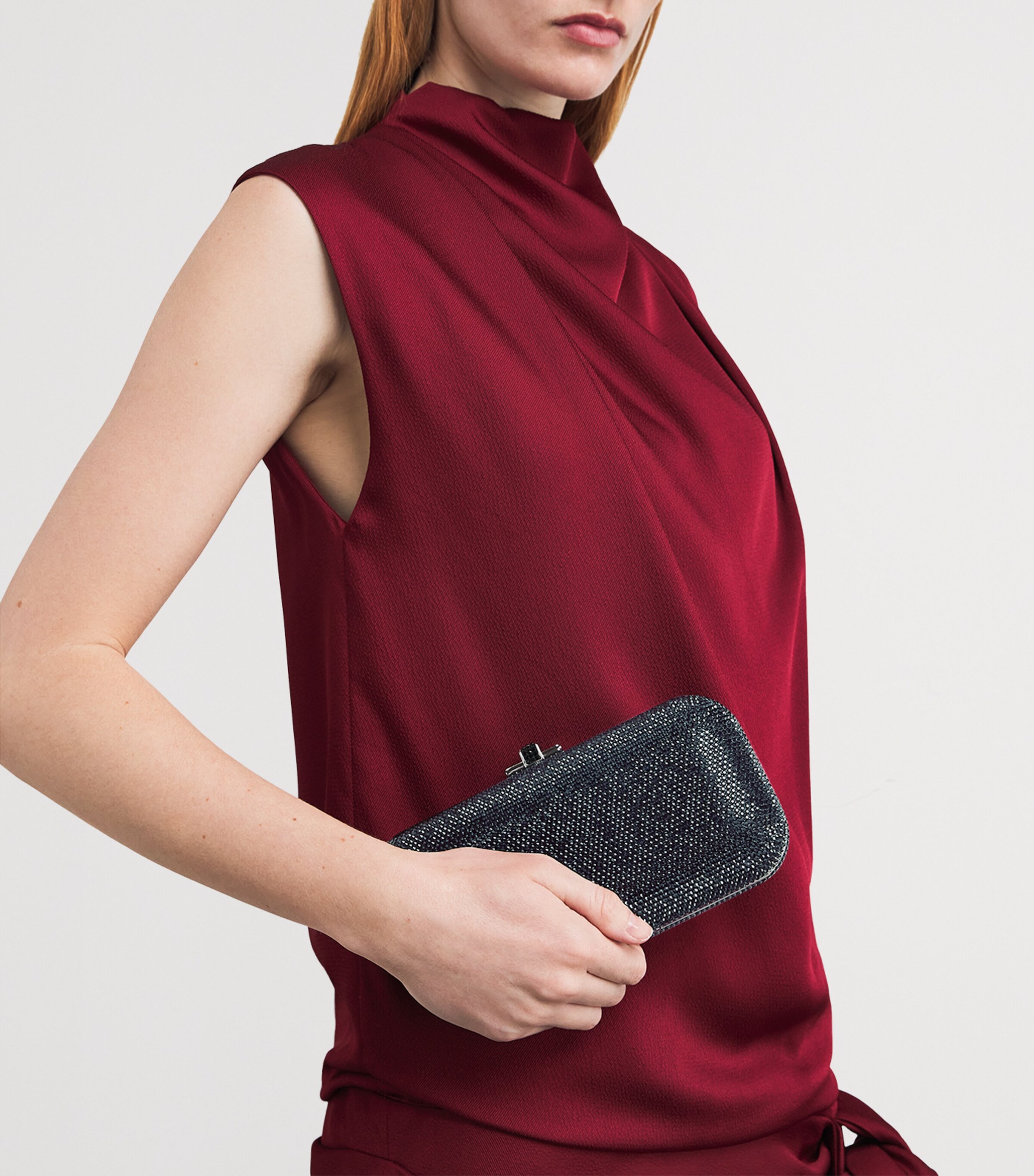 Crystal-Embellished Long Slide Clutch Bag SJET JET Image 2