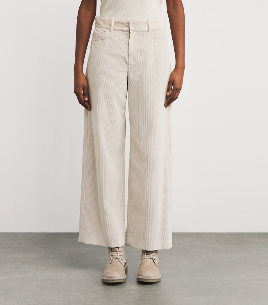 Corduroy Flared Trousers IVORY Image 3