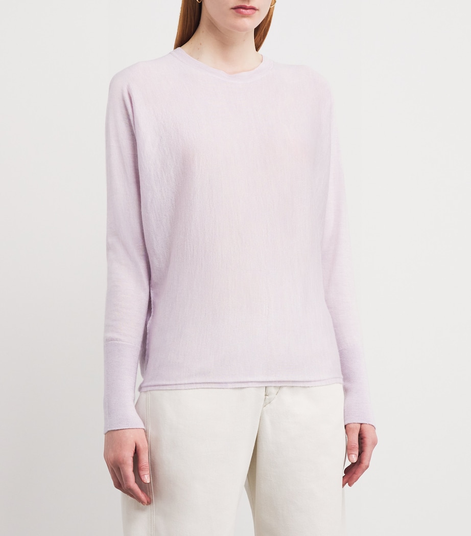 Johnstons Of Elgin Womens Cashmere-Silk Batwing Sweater Lavender Image 3