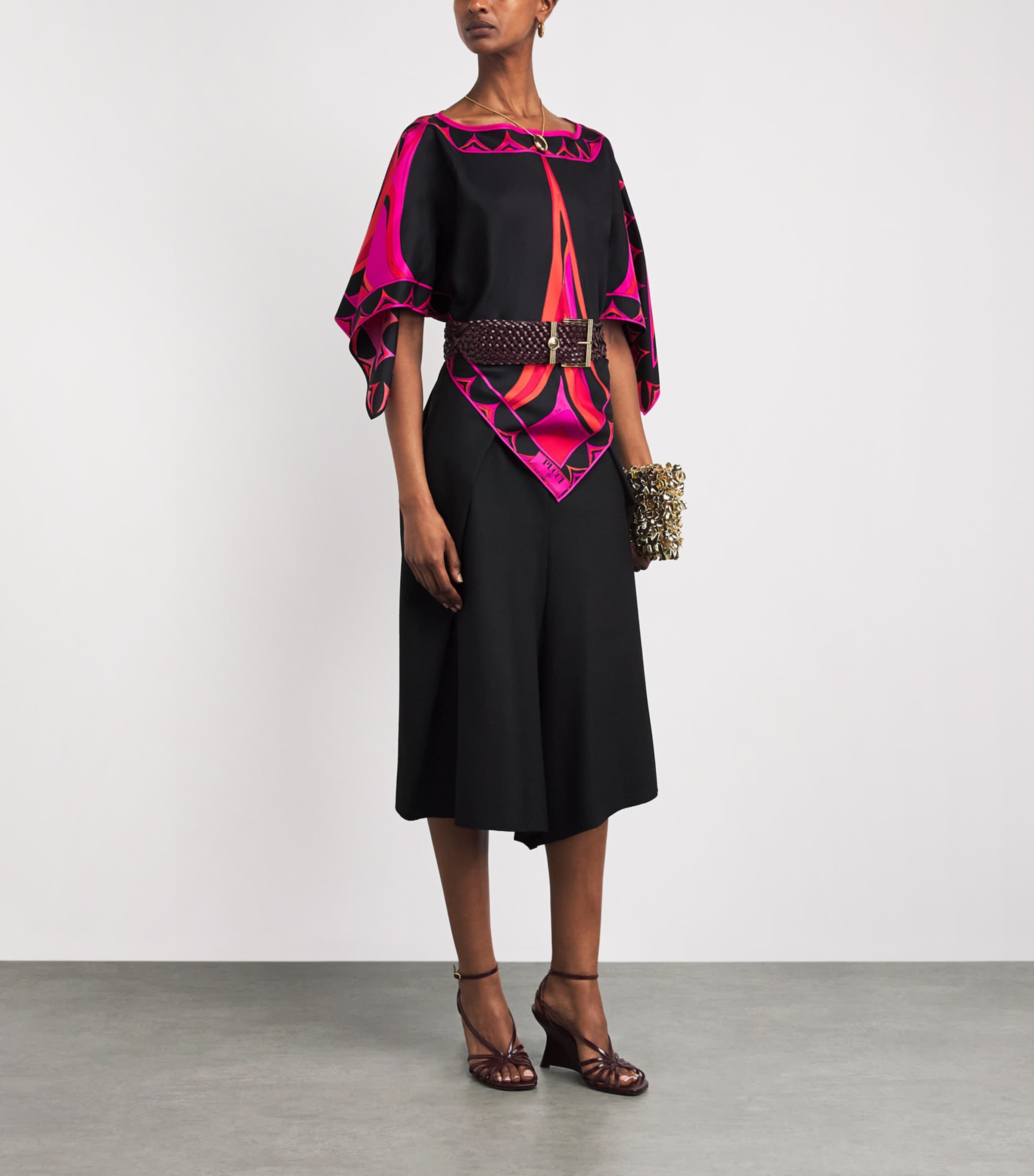 PUCCI Womens Silk Fari Kaftan Top Fuchsia Image 2