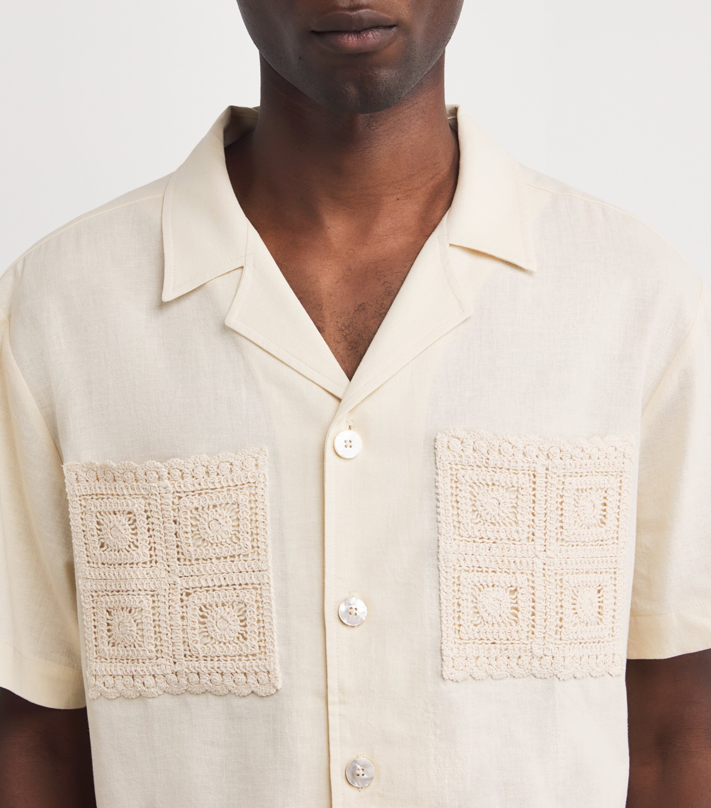 CHÉ Mens Cotton-Linen Inigo Shirt Ivory Image 5