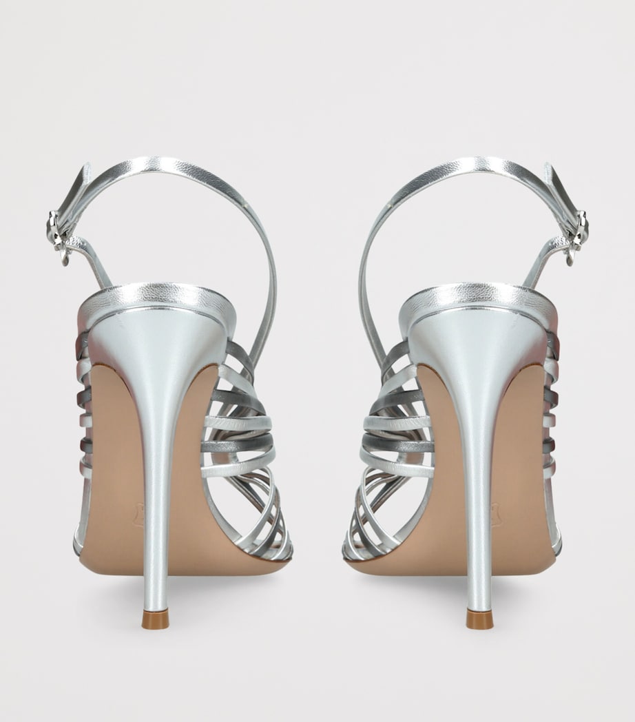 Gianvito Rossi Leather Muse Sandals 105 Silver Image 4