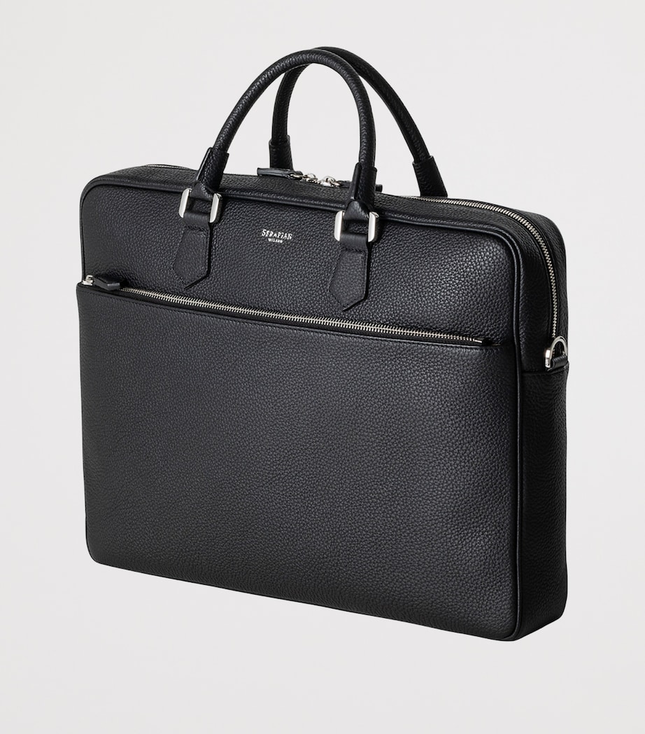 Slim Cachimere Leather Briefcase BLACK Image 2