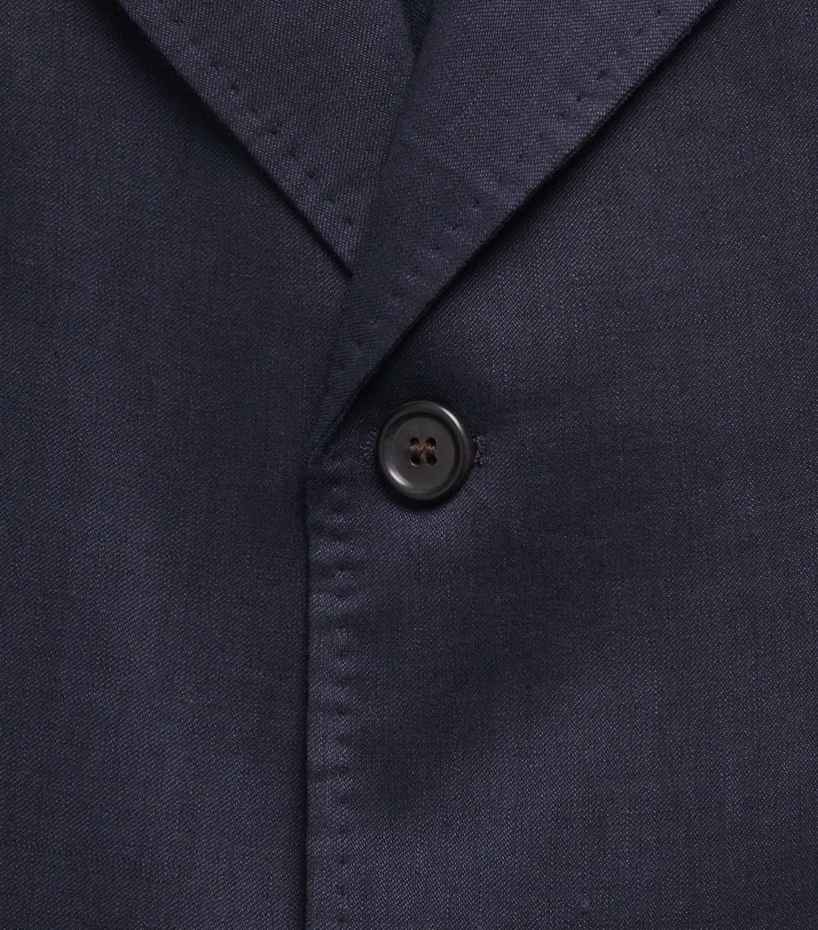 Corneliani Mens Linen-Wool Overshirt Navy Blue Image 6