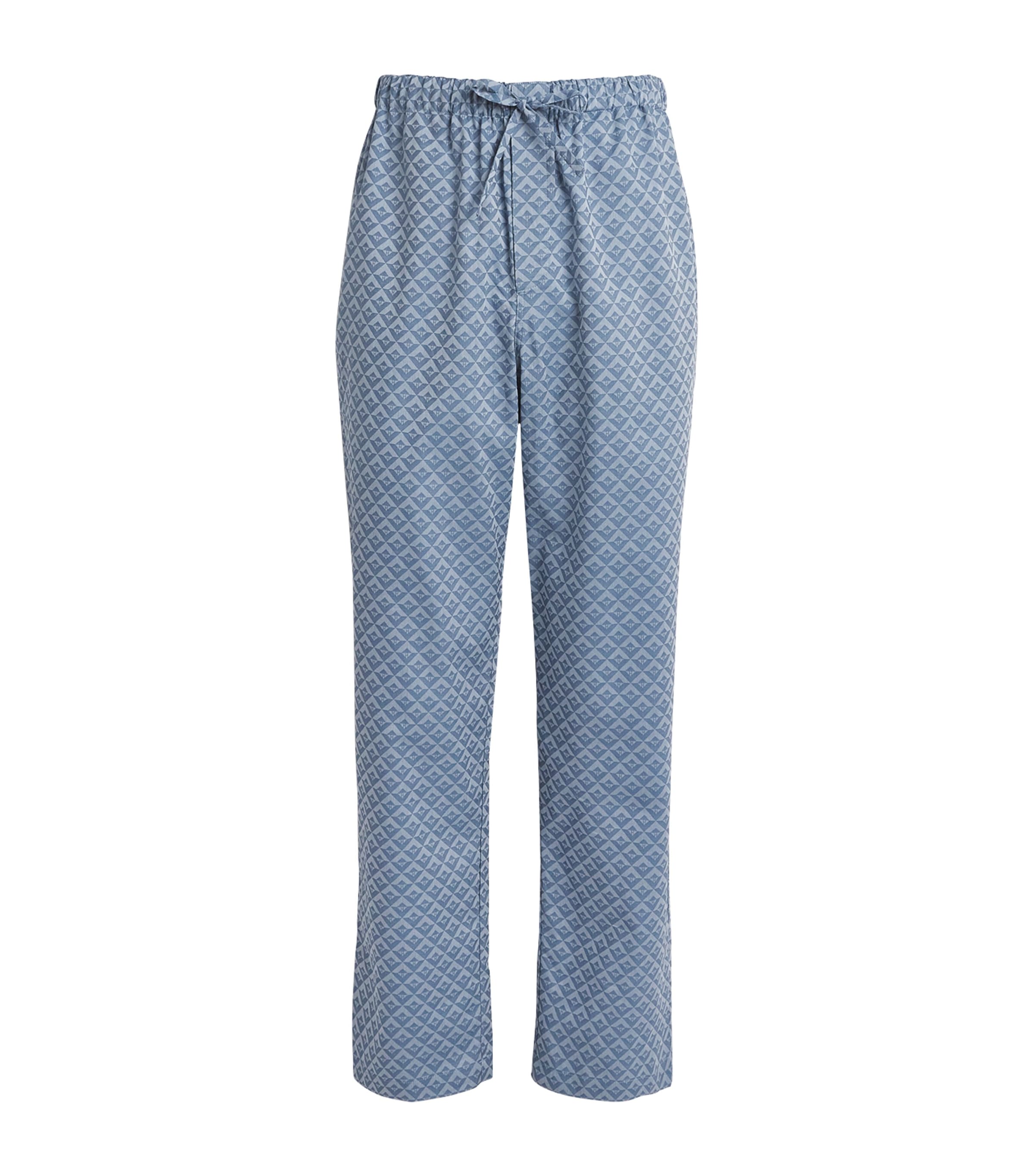 Cotton Geometric Logo Pyjama Bottoms BLUE Image 1