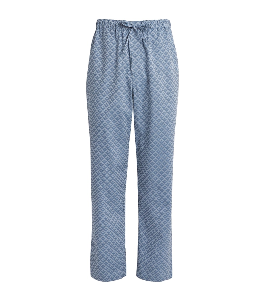 Cotton Geometric Logo Pyjama Bottoms BLUE Image 1