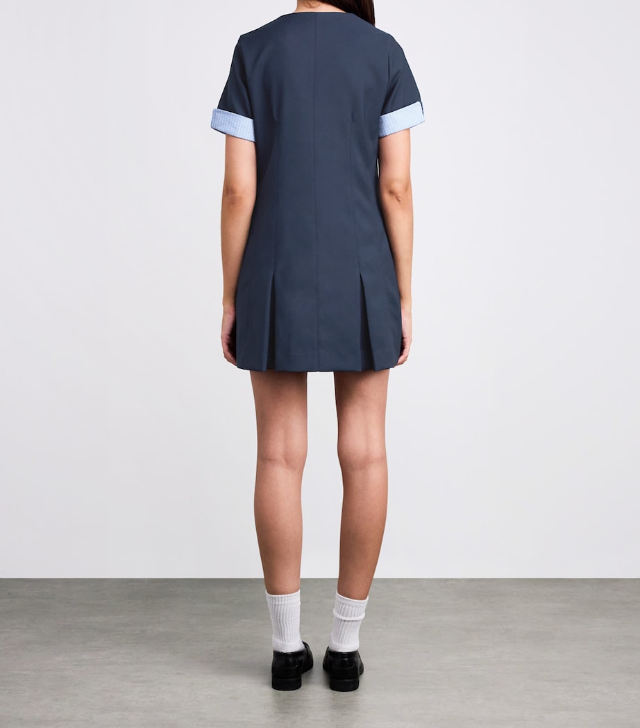 Check-Trim Tailored Mini Dress NAVY BLUE Image 3
