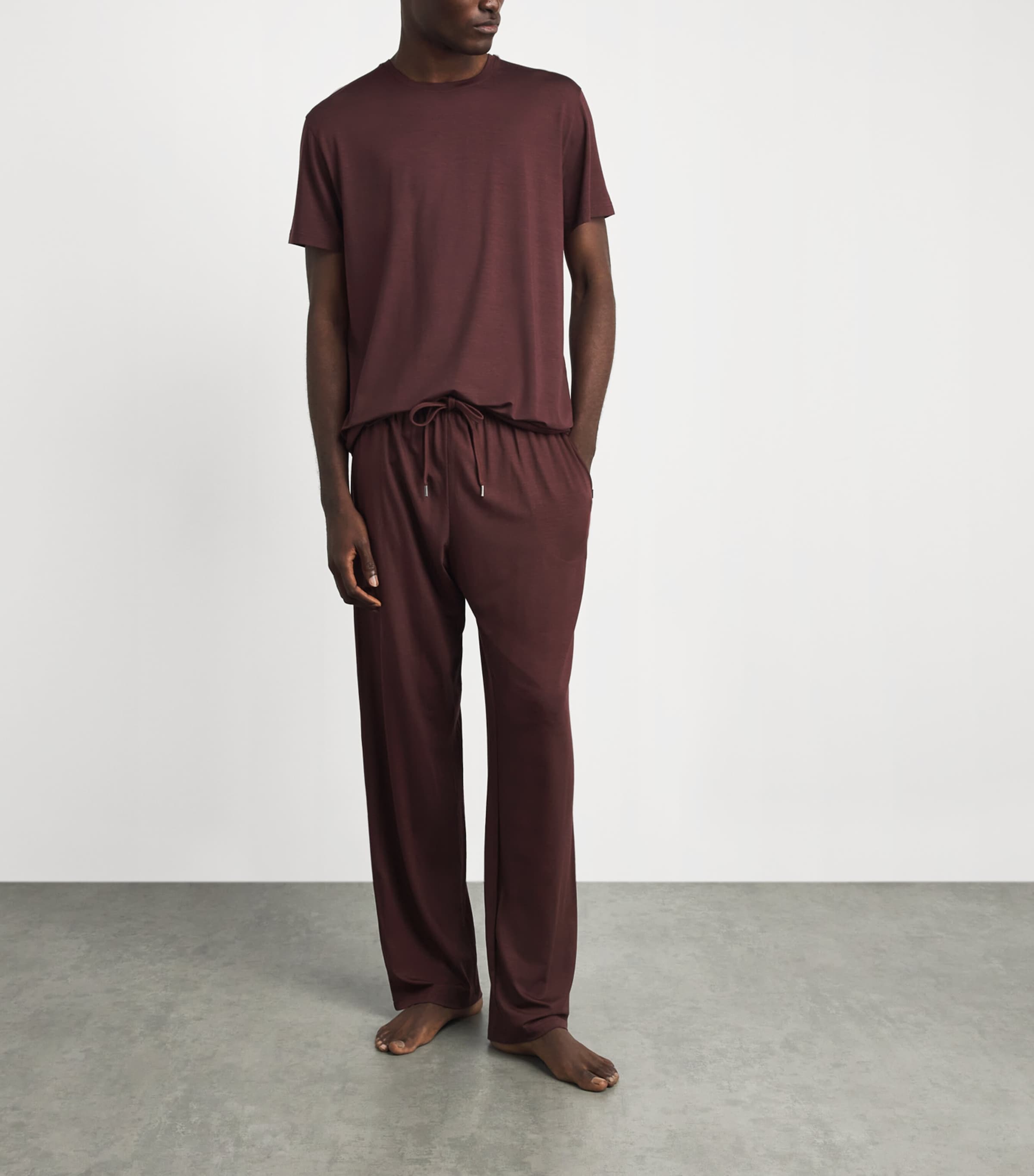 Derek Rose Mens Basel Lounge Trousers Bro Image 2