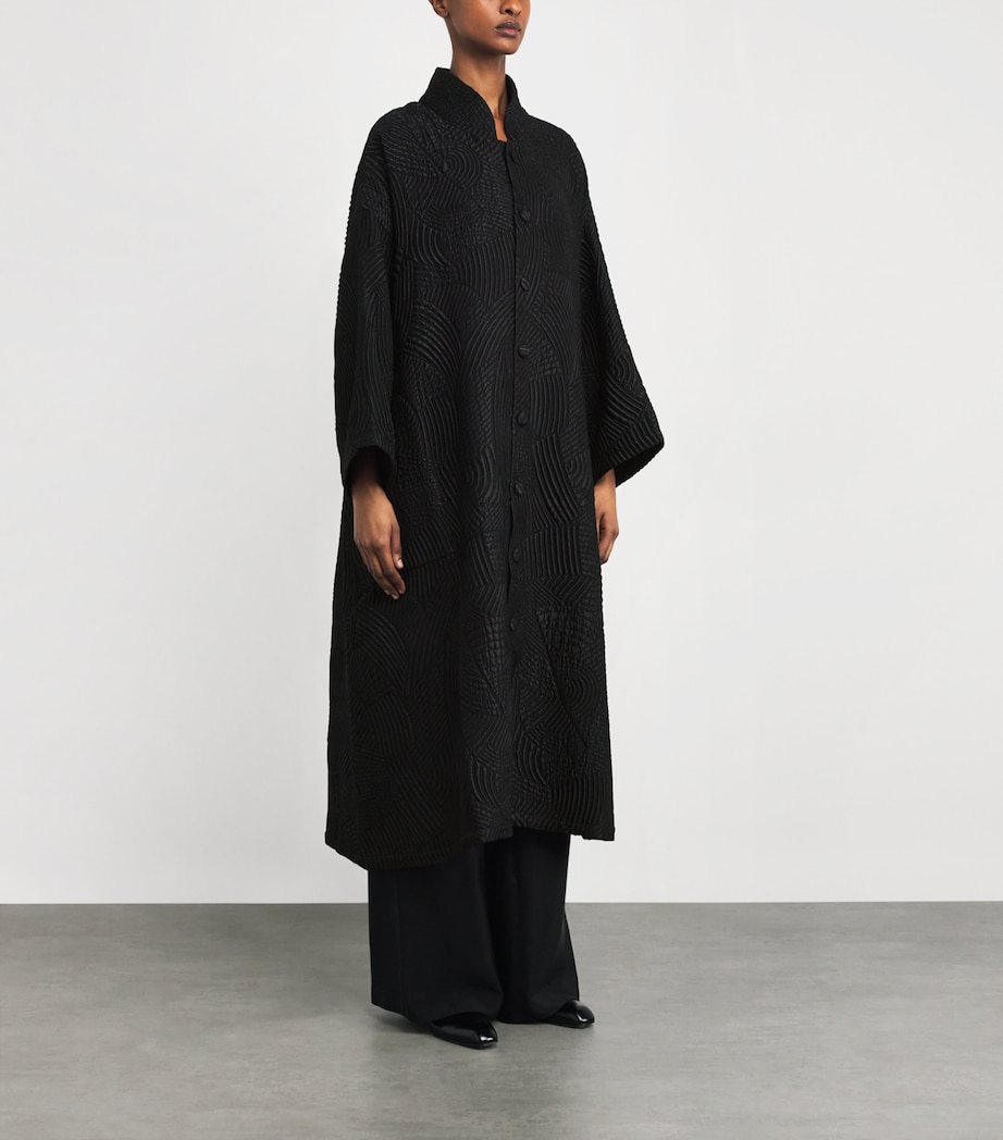 Silk-Wool-Blend Stand-Collar Coat BLACK Image 3