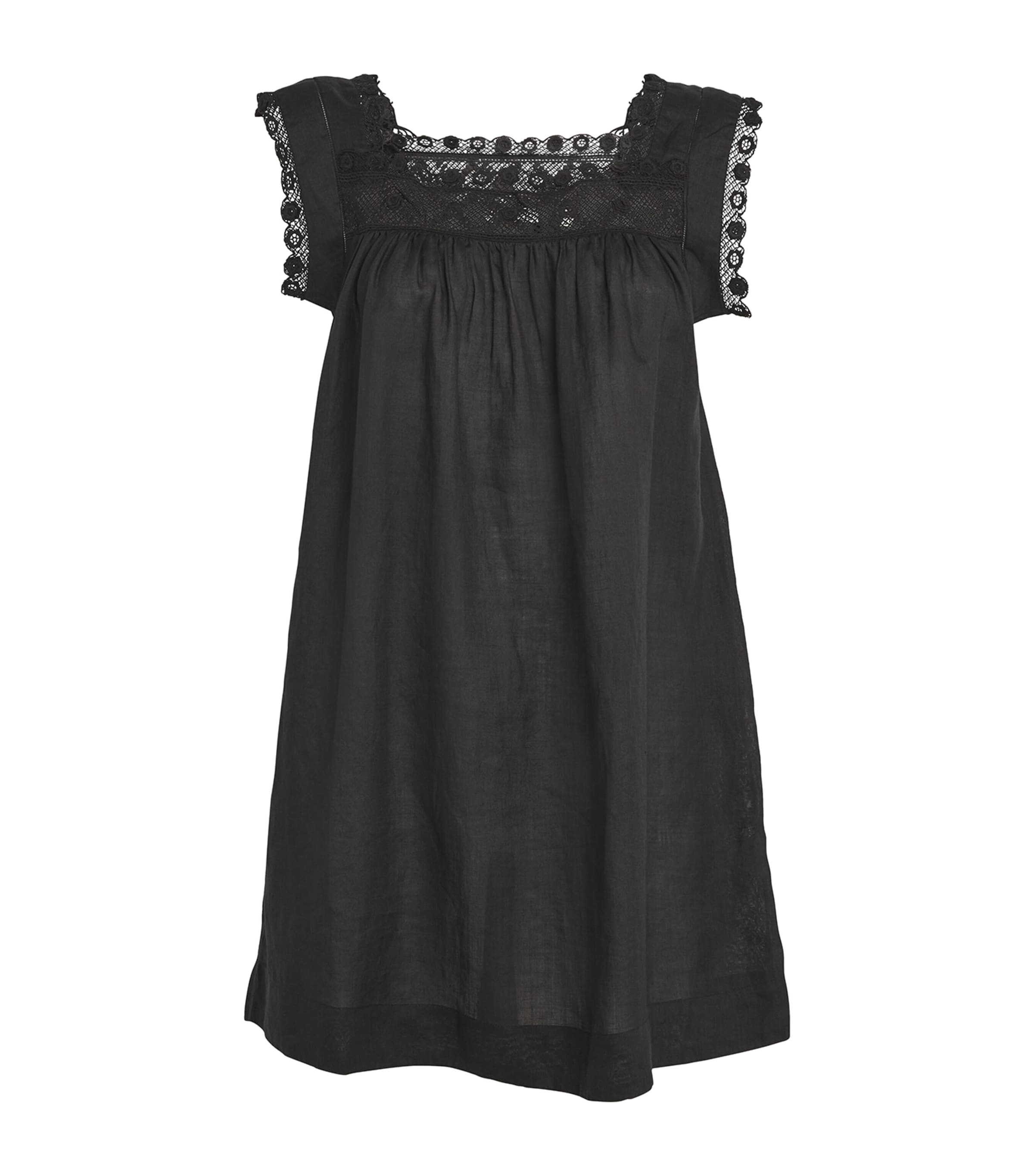 Shop Doen Ramie Almadia Mini Dress In Black