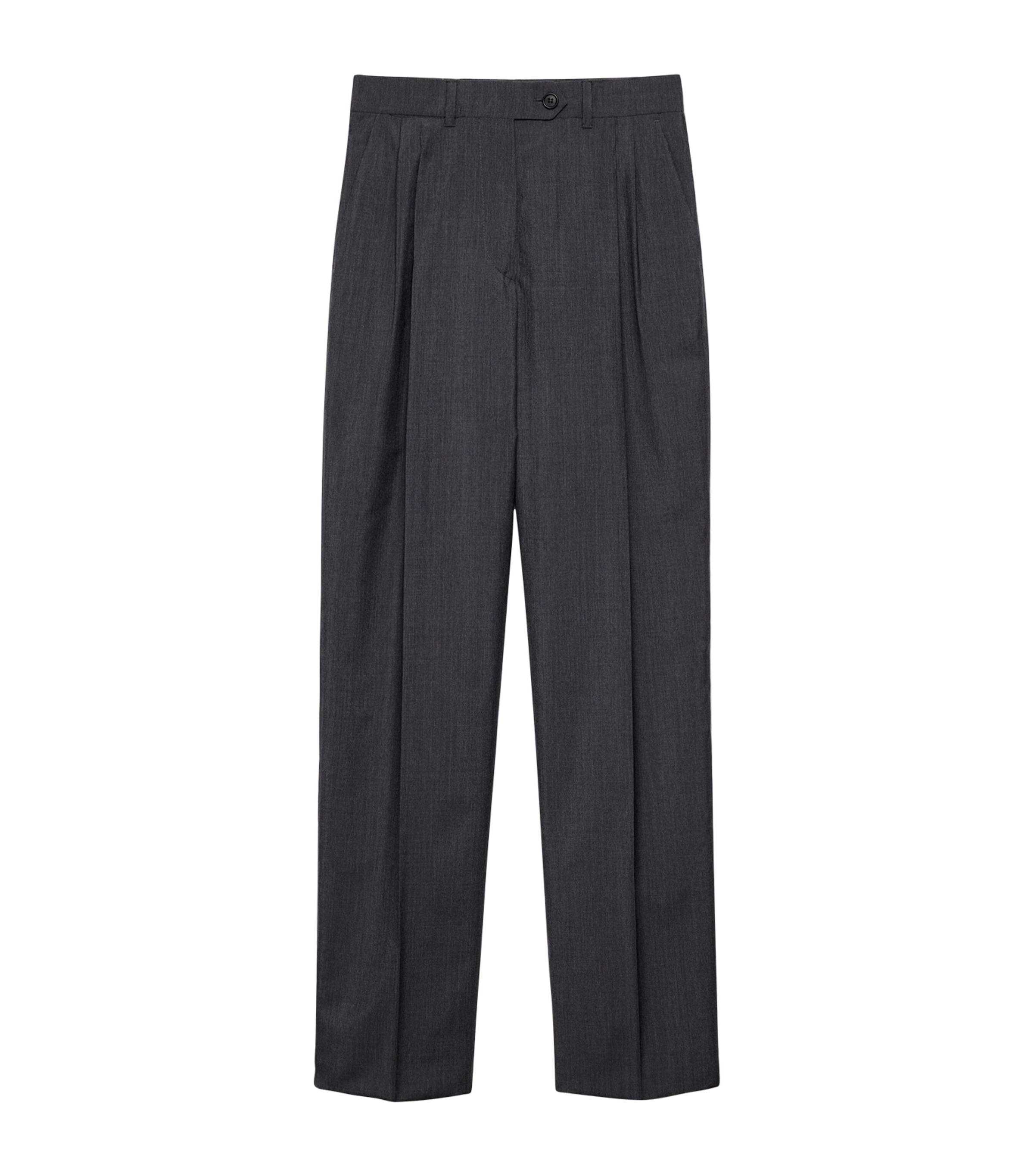 Prada Womens Wool-Mohair Pleated Trousers Grey Image 1