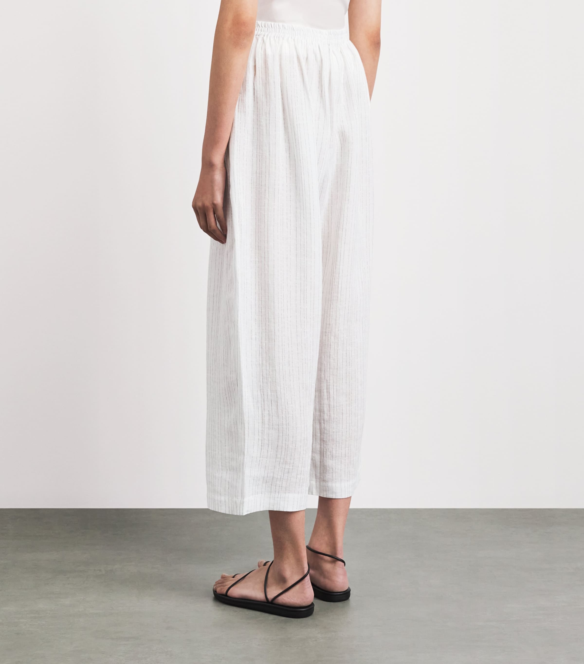 Eskandar Womens Linen-Blend Japanese Trousers White Image 5