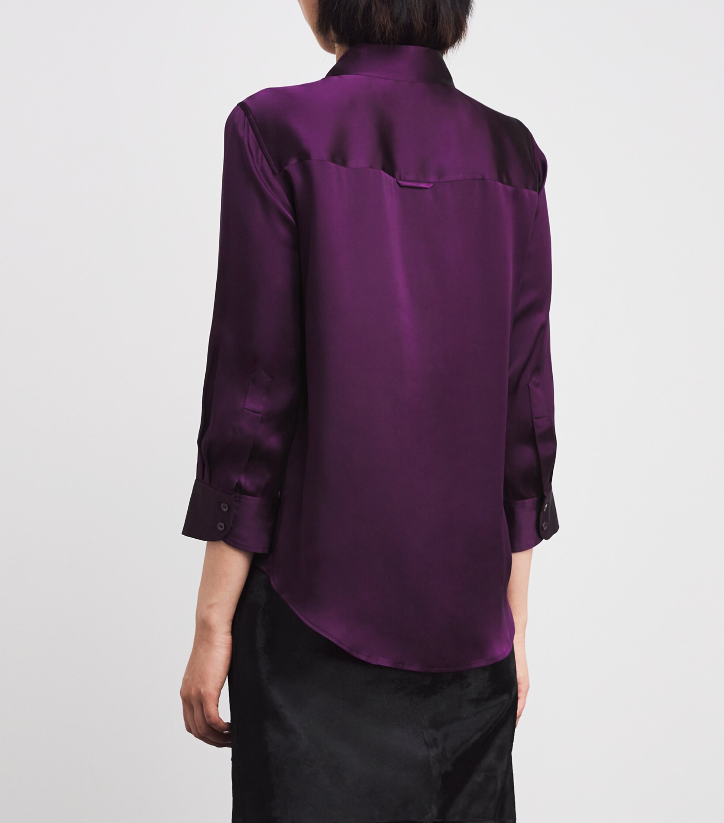 Silk Cropped-Sleeve Dani Shirt MEVT MEDIUM VIOLET Image 4
