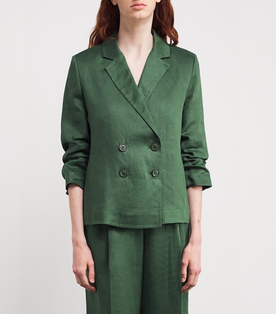 Iris Von Arnim Womens Linen Cinched-Sleeve Blazer Pine Image 3