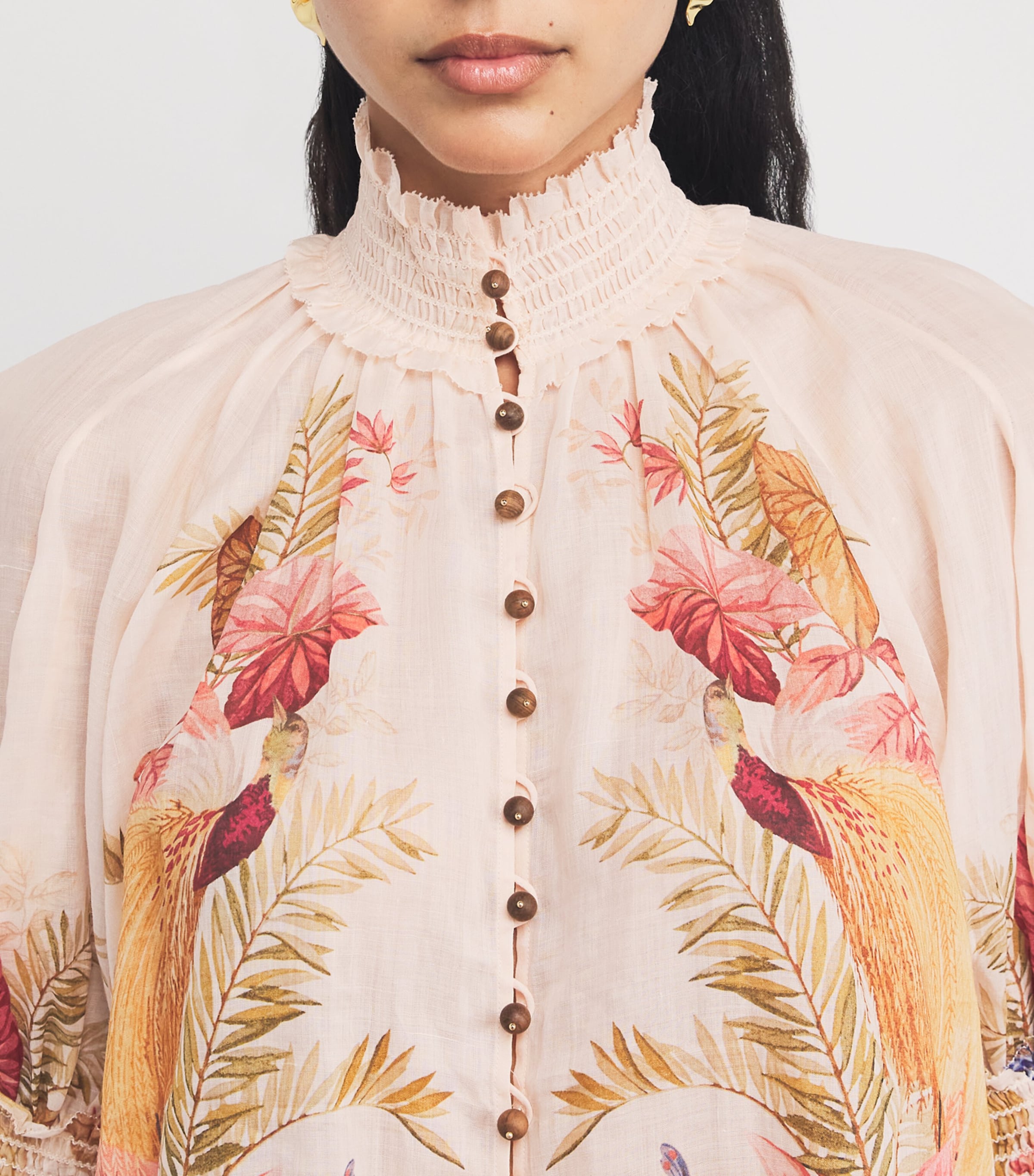 Zimmermann Ramie Palm Ascension Blouse | Harrods UK