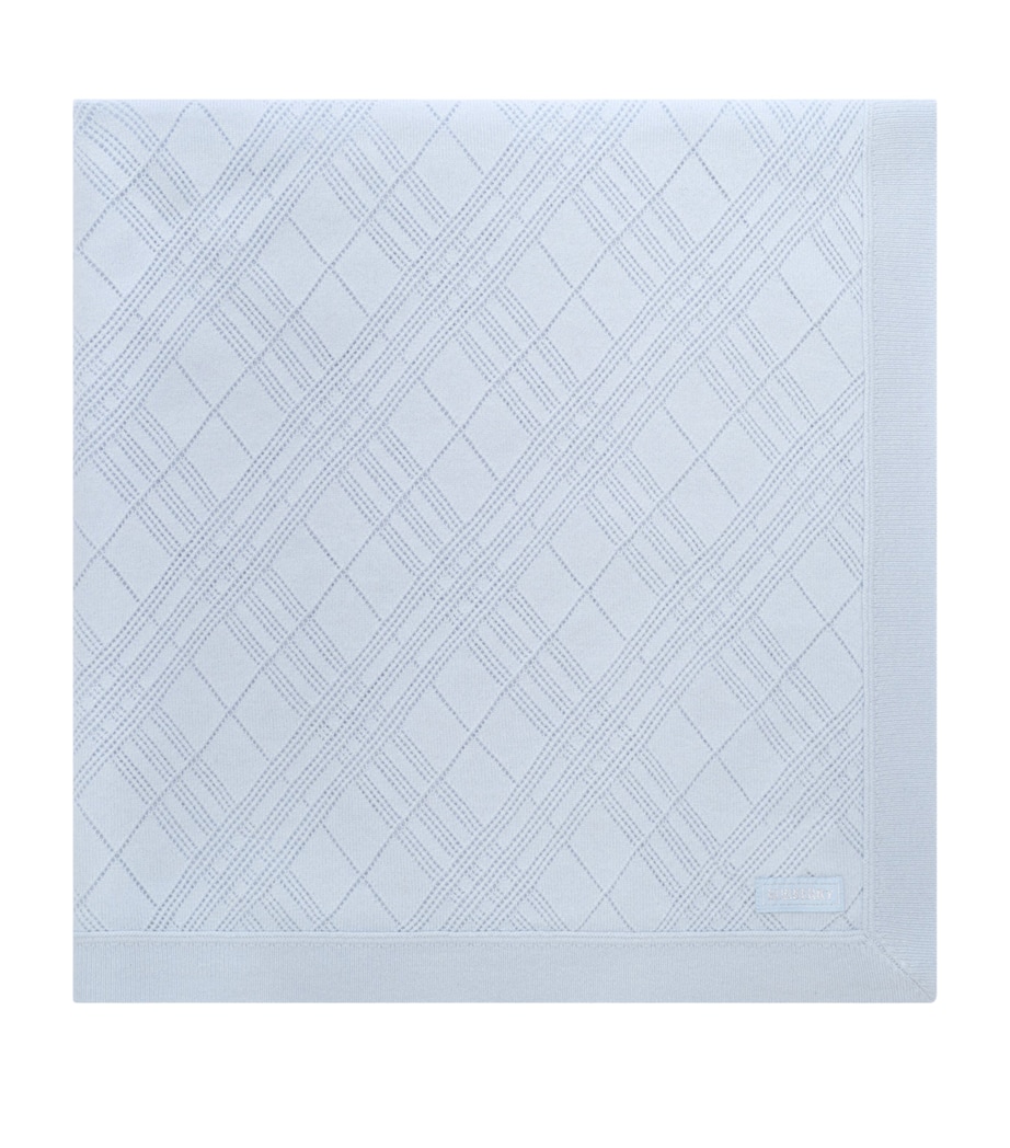 Burberry Kids Cashmere Burberry Check Blanket Dusty Blue Image 1