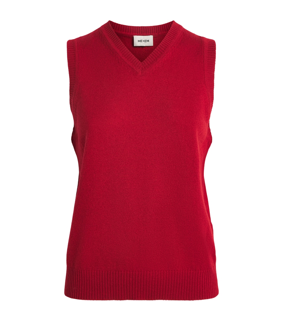 ME+EM Cashmere V-Neck Sweater Vest Ruby Red Melange