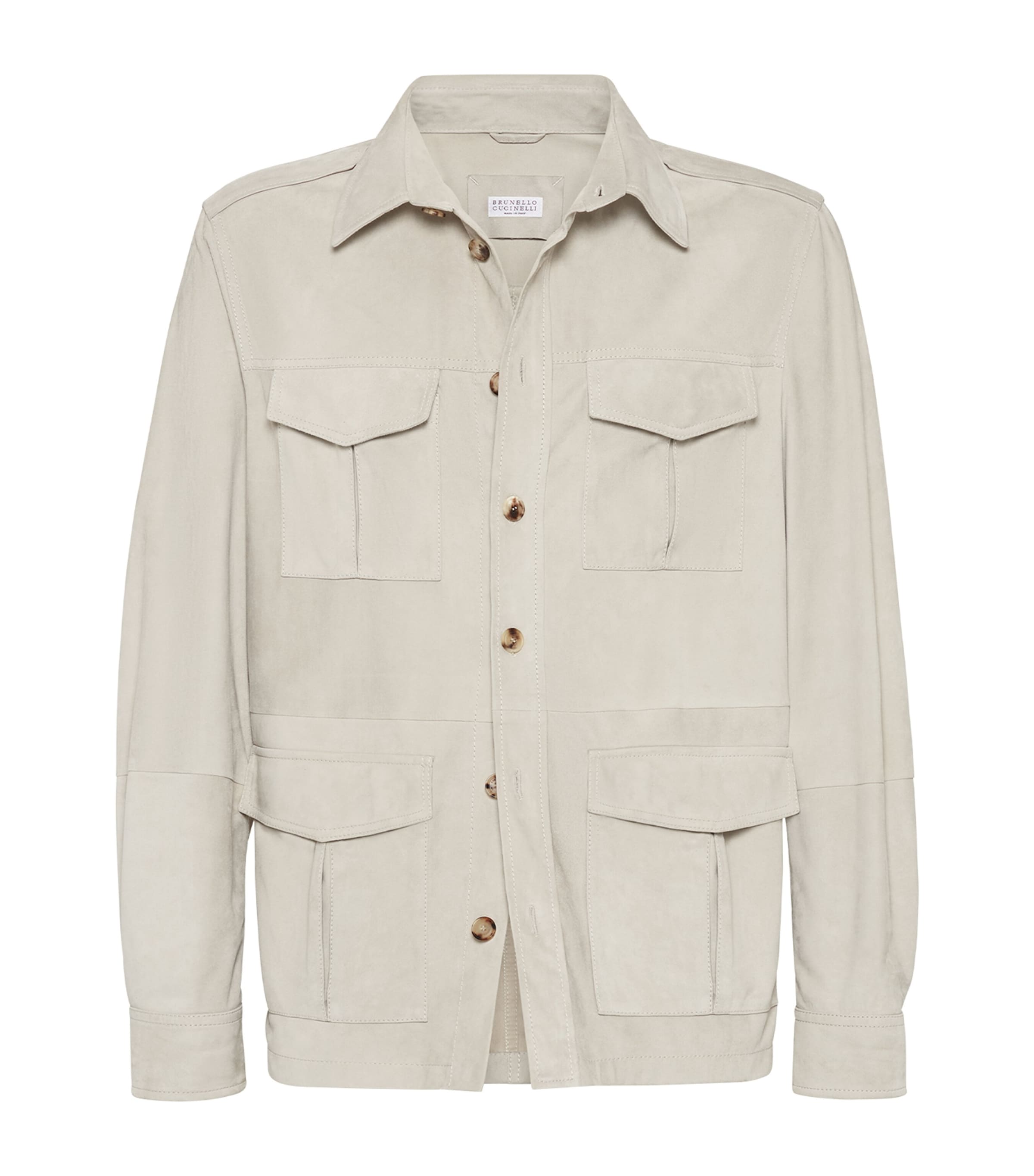 Brunello Cucinelli Suede Lamb Leather Jacket In Beige In Brown