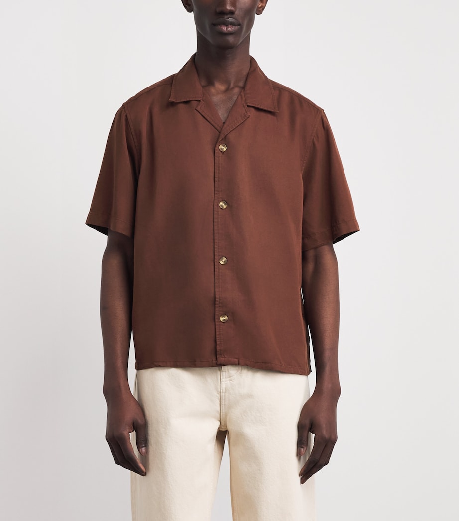 Wax London Mens Camp Collar Curzon Shirt Brown Image 4