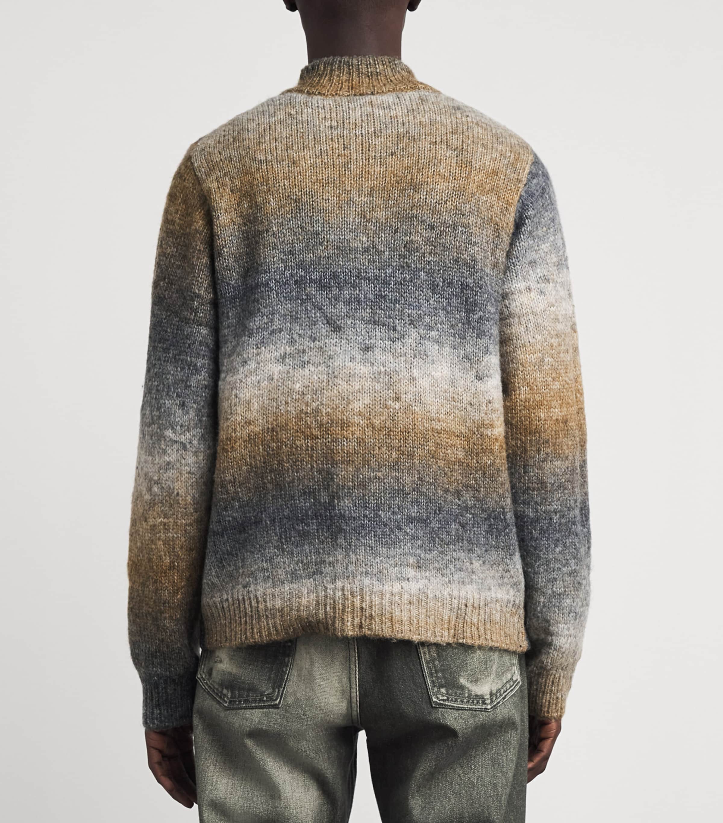 Won Hundred Mens Knitted Stripe Quarter-Zip Sweater Cobblestone Comb. Image 5