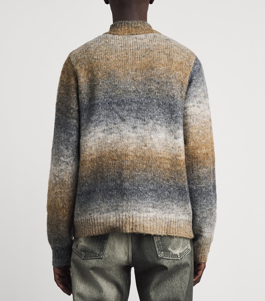 Won Hundred Mens Knitted Stripe Quarter-Zip Sweater Cobblestone Comb. Image 5