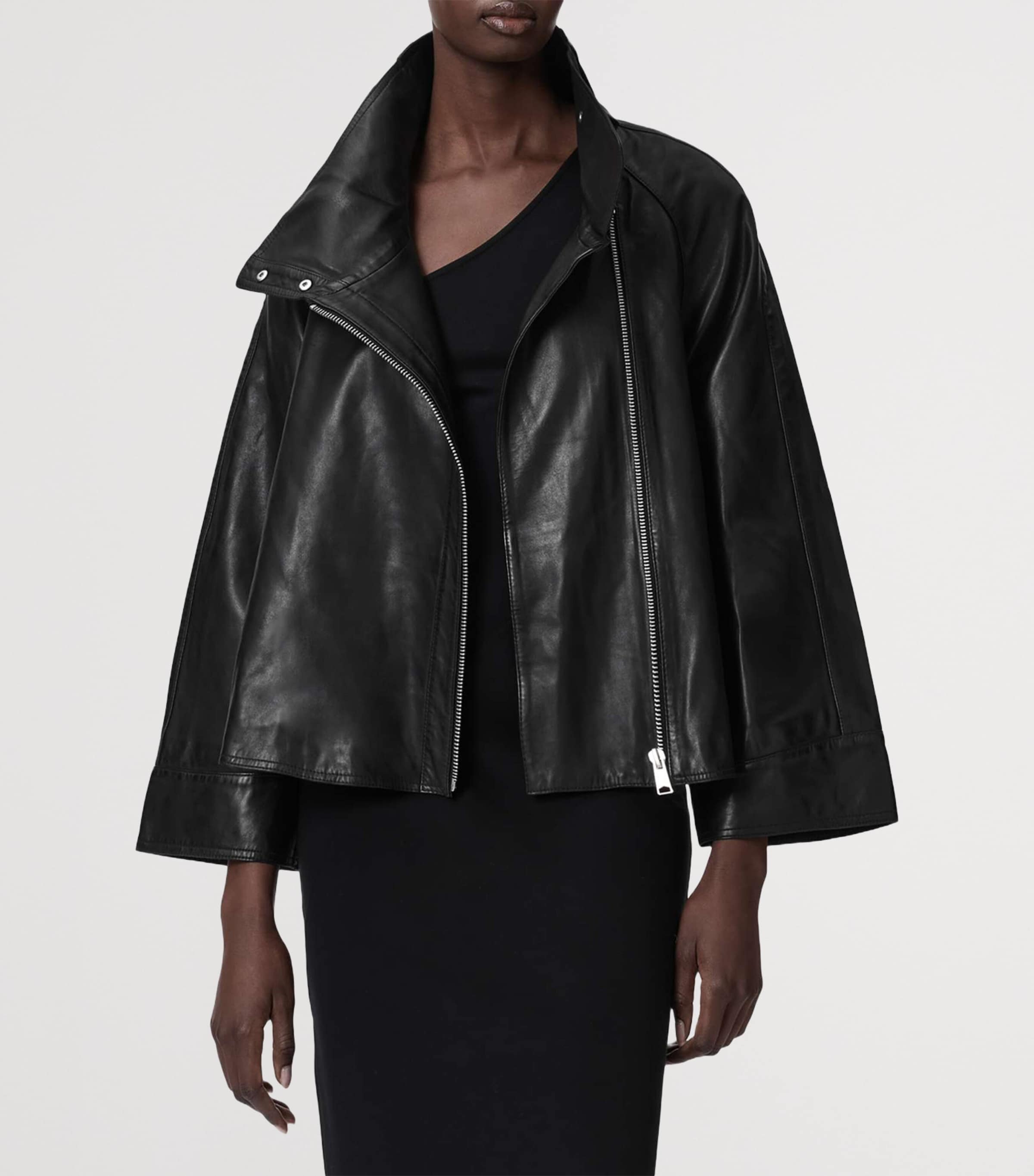AllSaints Womens Leather Rhodes Jacket Black Image 5