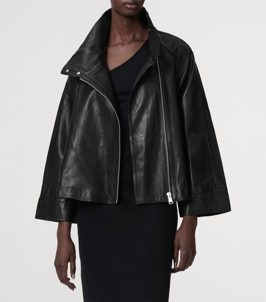 AllSaints Womens Leather Rhodes Jacket Black Image 5