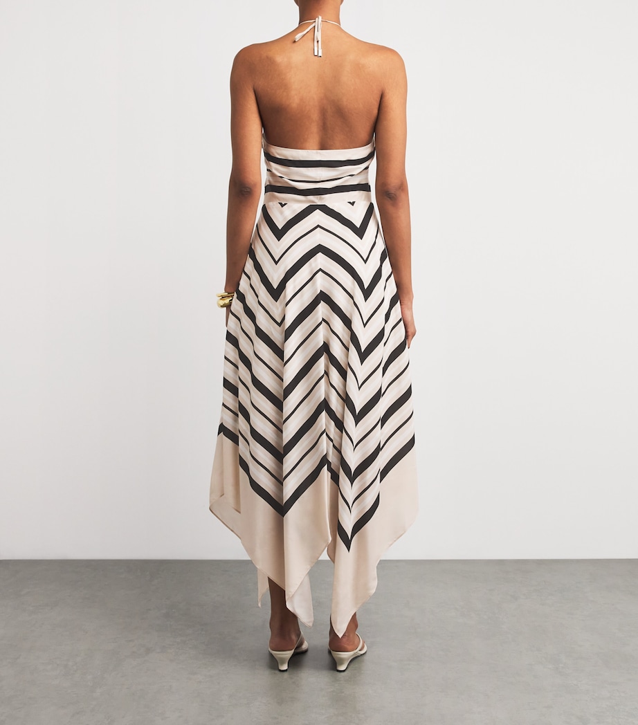 Halterneck Hera Midi Dress SAND STRIPE Image 3