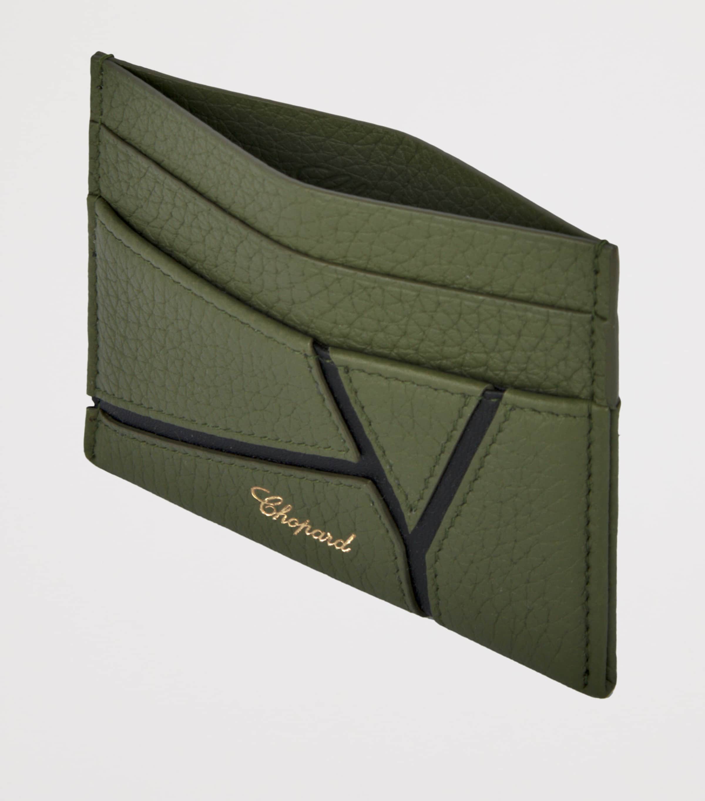 Small Leather Diamond Card Holder GREEN Image 2