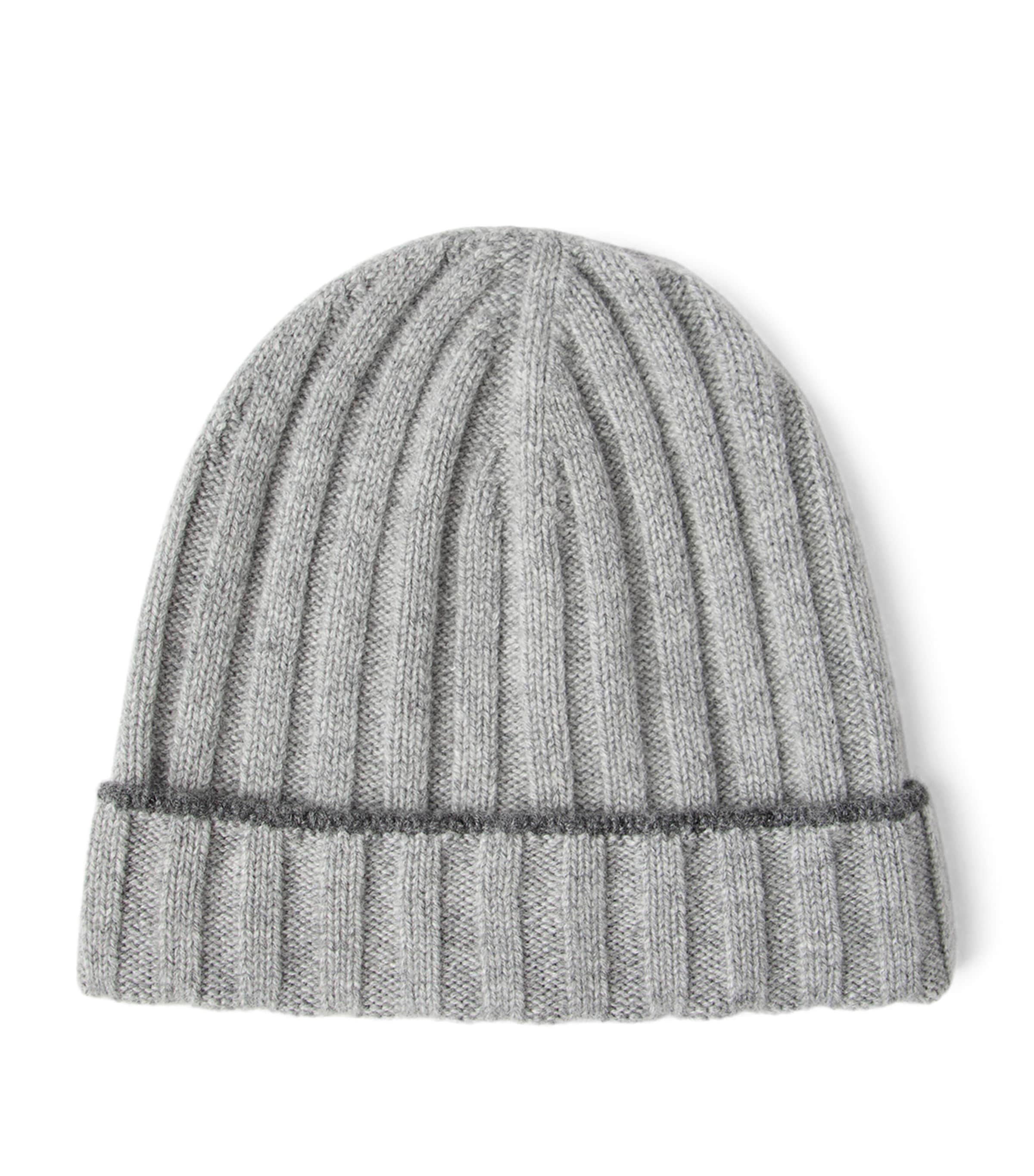 Brunello Cucinelli Cashmere Rib Knit Beanie In Grey