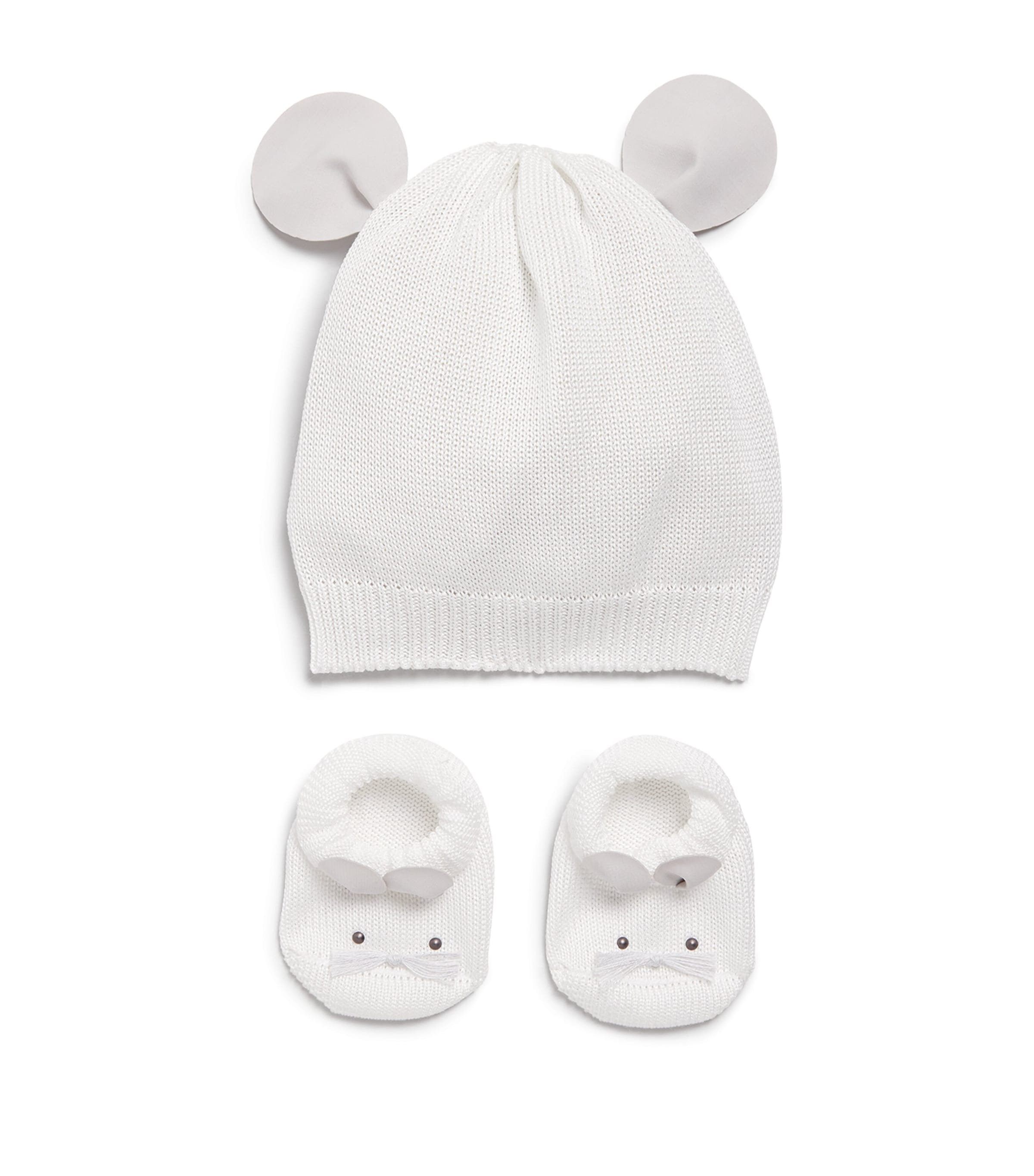 Story Loris Mouse Beanie And Boots Gift Set In White