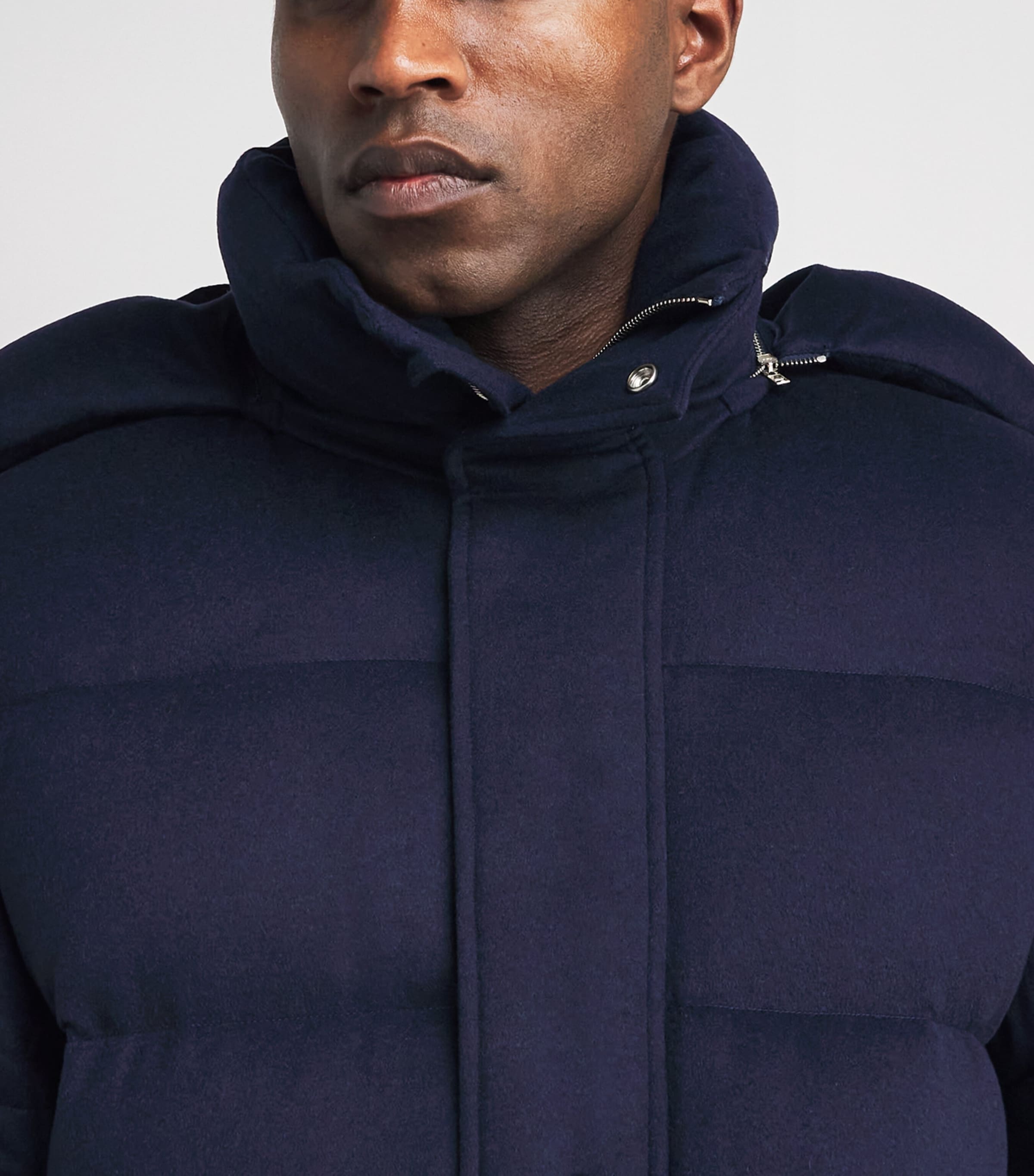 Alan Scott Mens Cashmere-Blend Quilted Down Coat Midnight Image 3