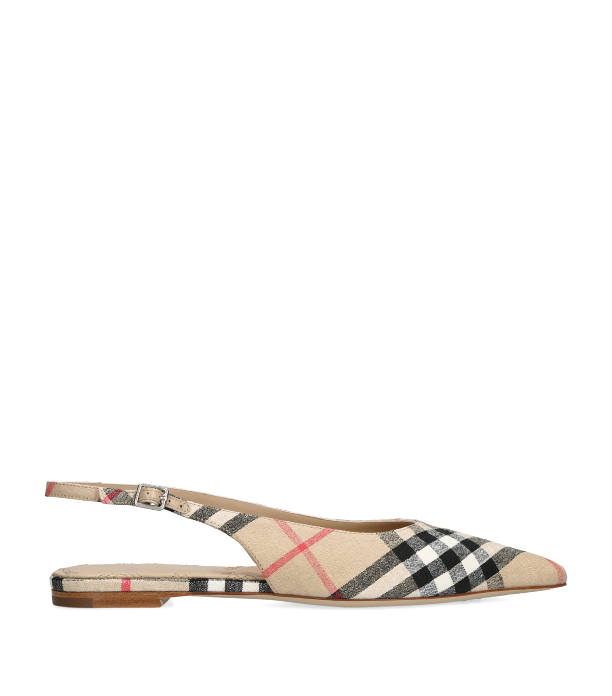 Burberry Check Birdie Slingback Ballerina Flats Women