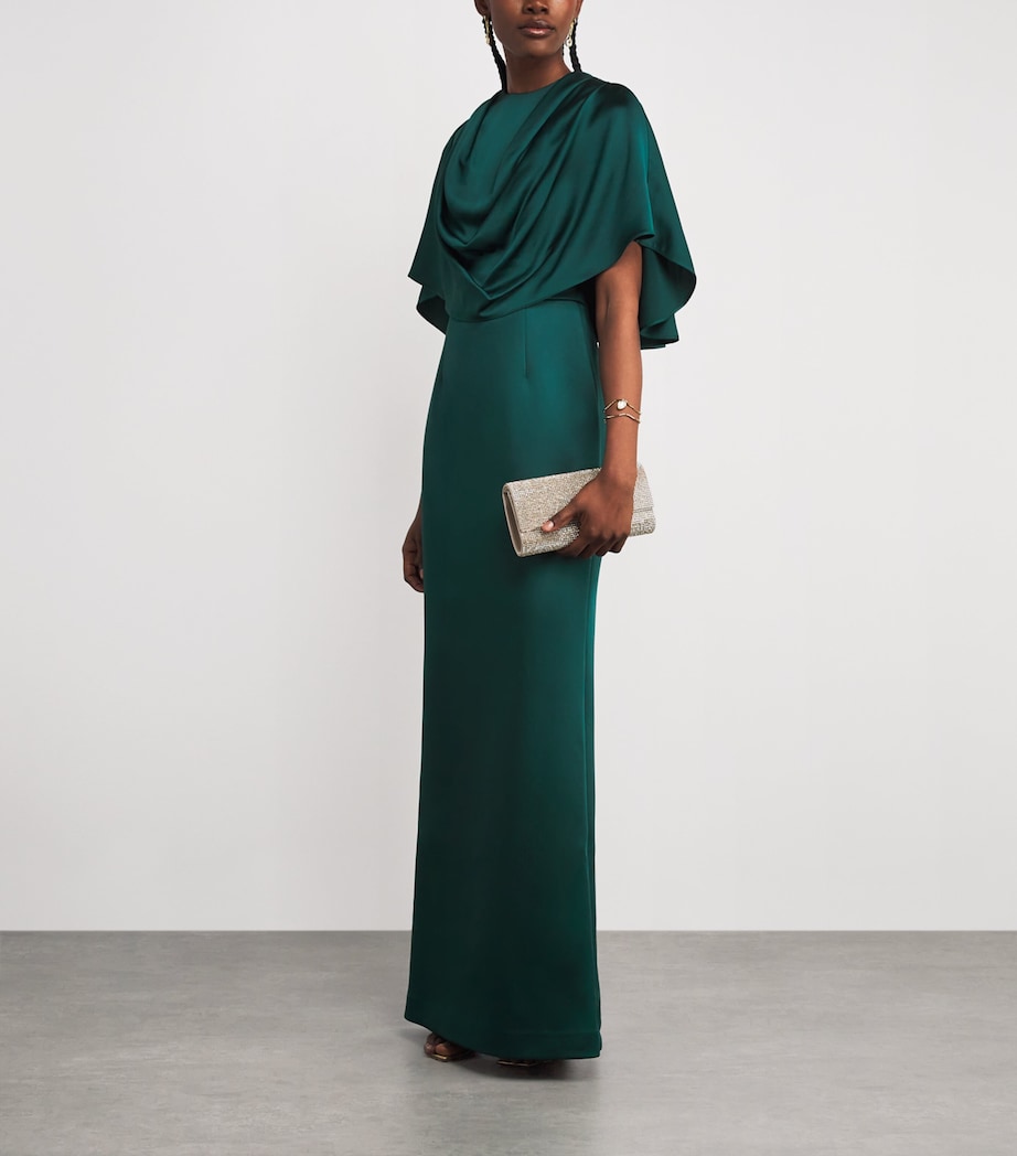 Cape-Detail Ellerie Gown FOREST GREEN Image 2